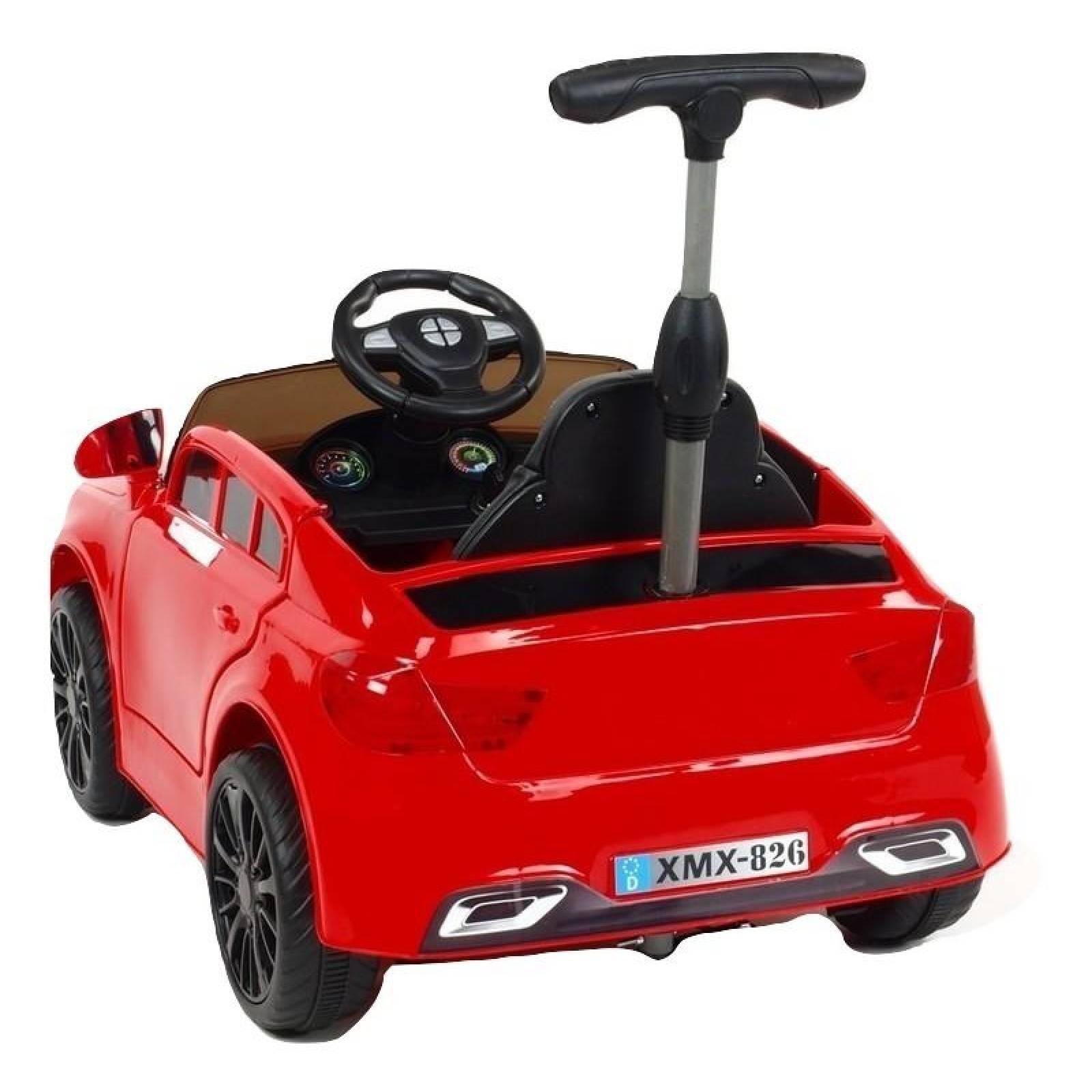 Carro electrico montable con control remoto y bastón 12V 3 km/h  - Rojo