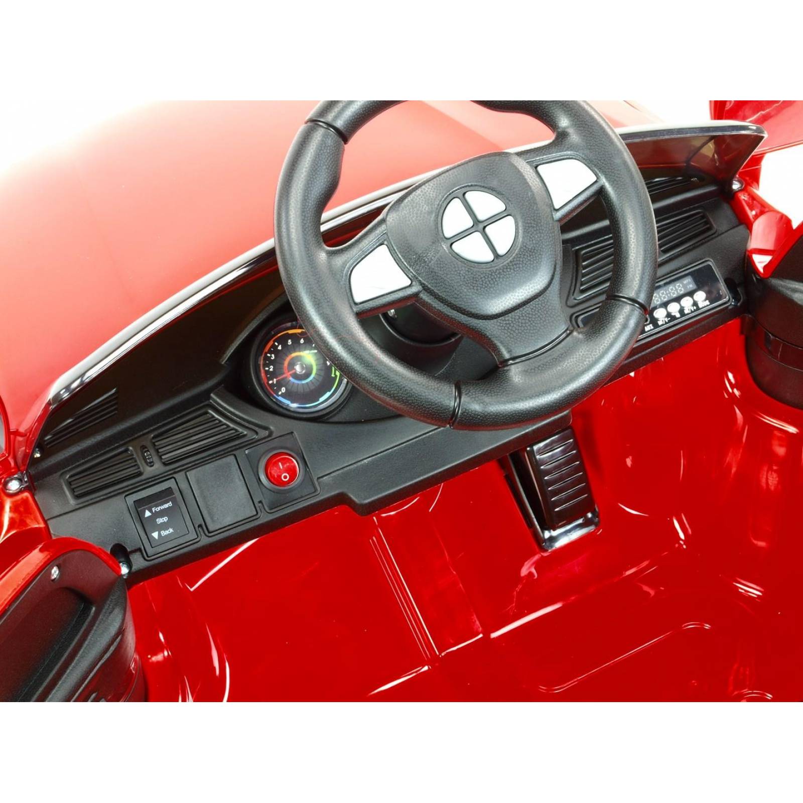 Carro electrico montable con control remoto y bastón 12V 3 km/h  - Rojo