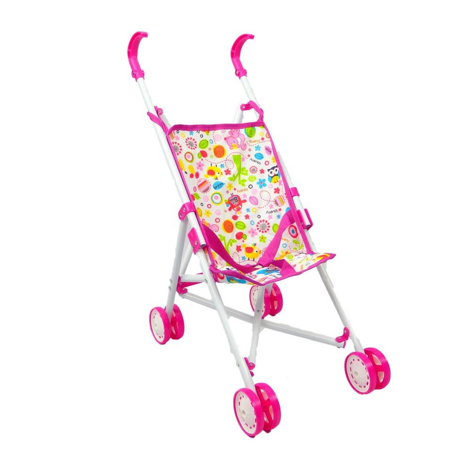 Carriola, Muñeca, Corral y Pañalera de juguete  - Rosa