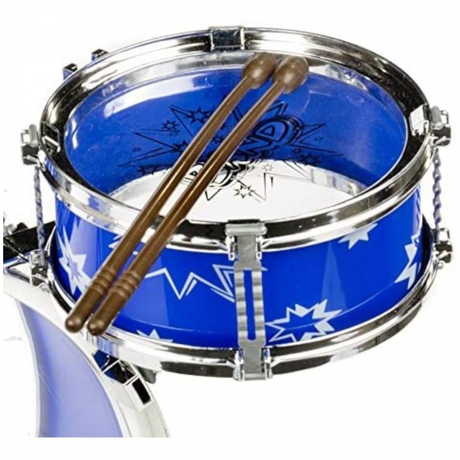 Batería Musical Infantil, 6 piezas, Fiesta Band, con Banquillo  - Azul