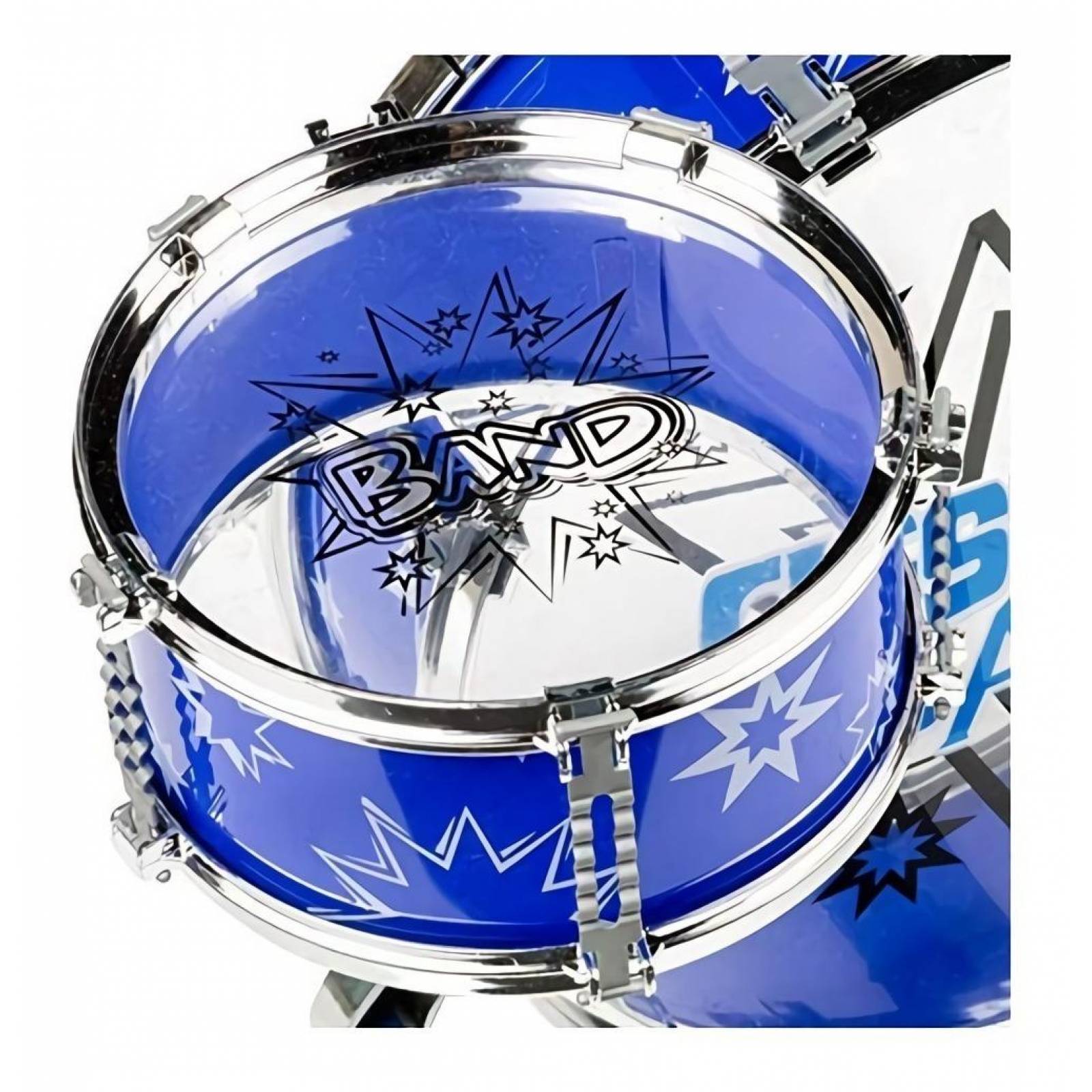 Batería Musical Infantil, 6 piezas, Fiesta Band, con Banquillo  - Azul