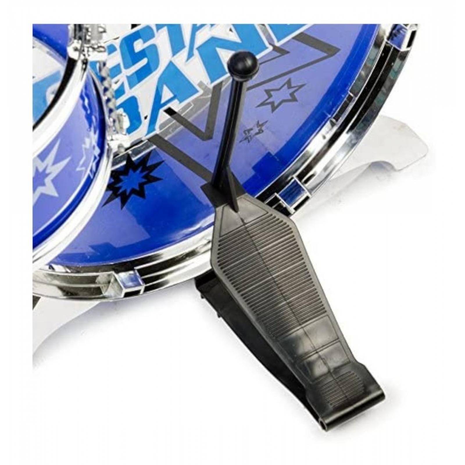 Batería Musical Infantil, 6 piezas, Fiesta Band, con Banquillo  - Azul