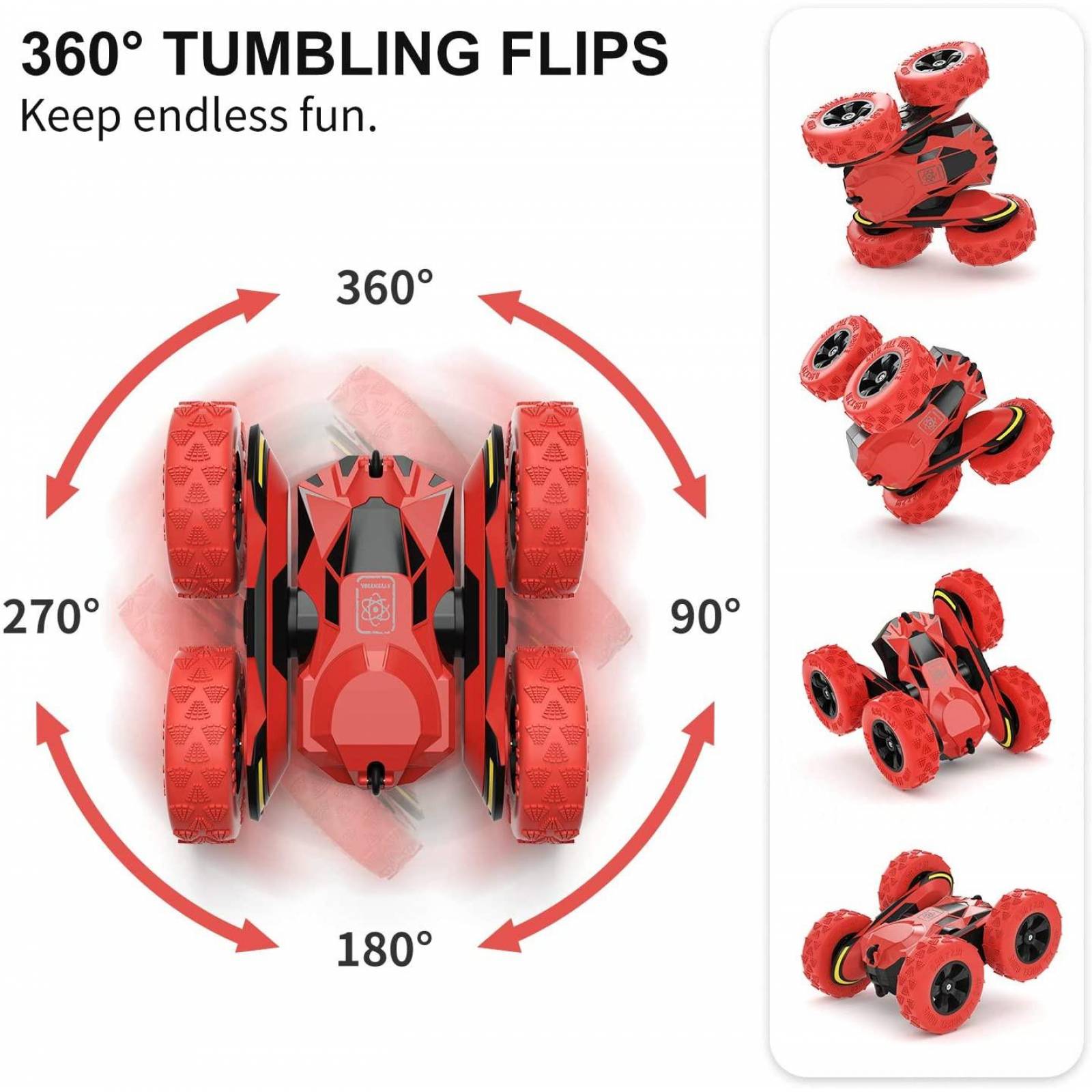 Carro Control Remoto Acrobacias 360 Grados 4x4,12km/h,1:28 - Rojo