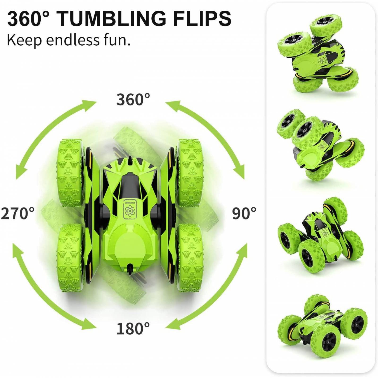 Carro Control Remoto Acrobacias 360 Grados 4x4,12km/h,1:28  - Verde