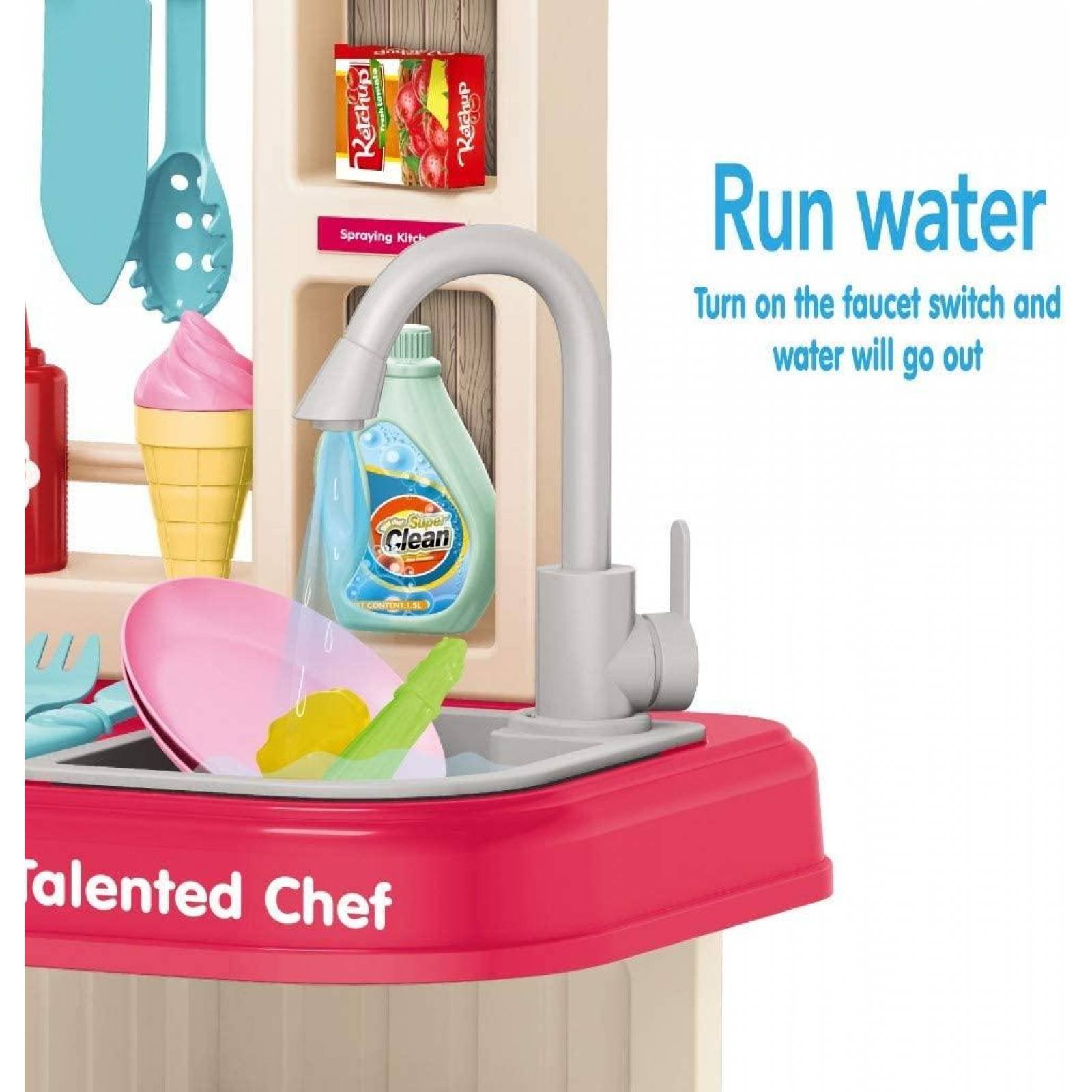 Cocina de Juguete para niños con 65acc,agua,luz,vapor  - Multicolor