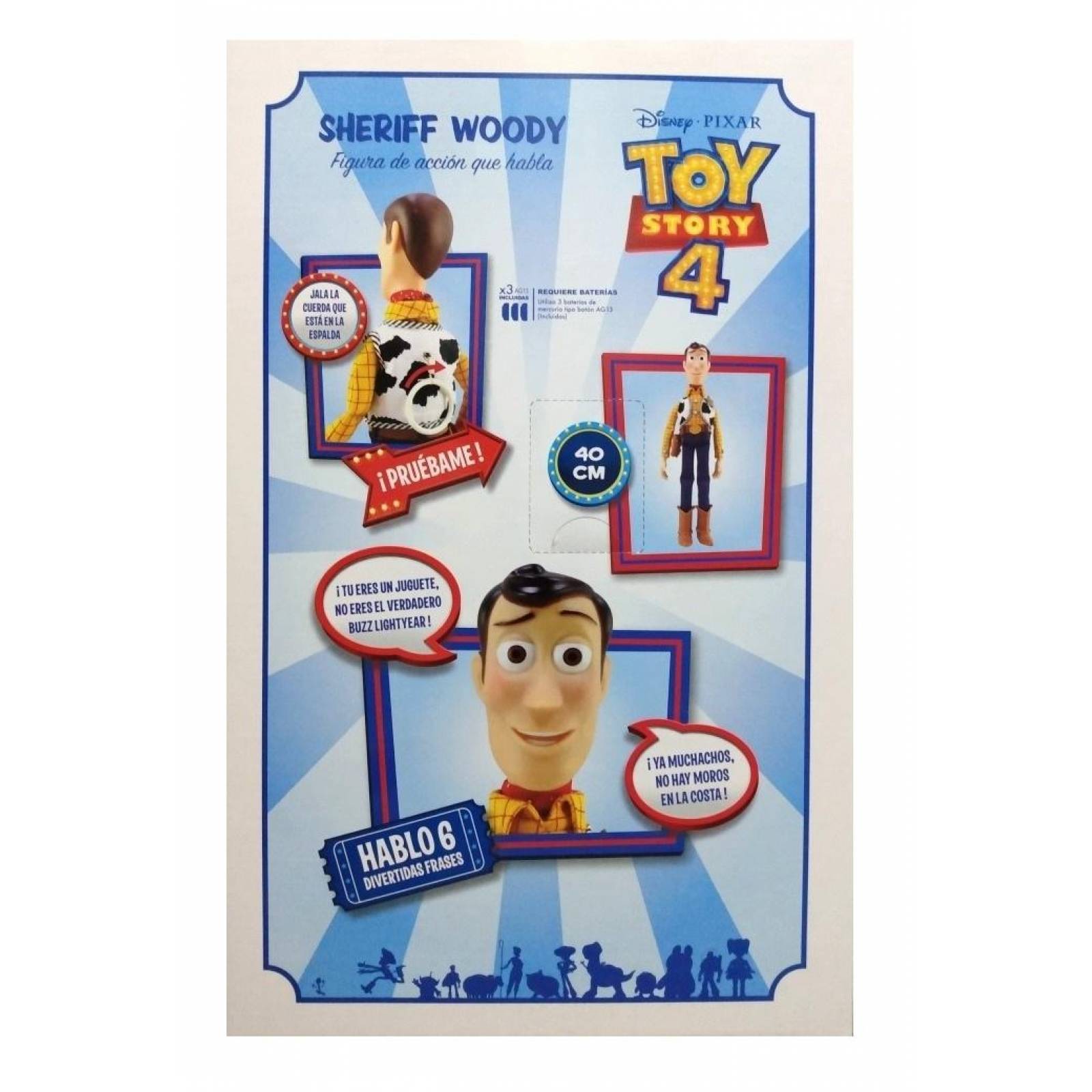 Figura Woody Parlante 40 cm Toy Story 6 Sonidos  - Marrón