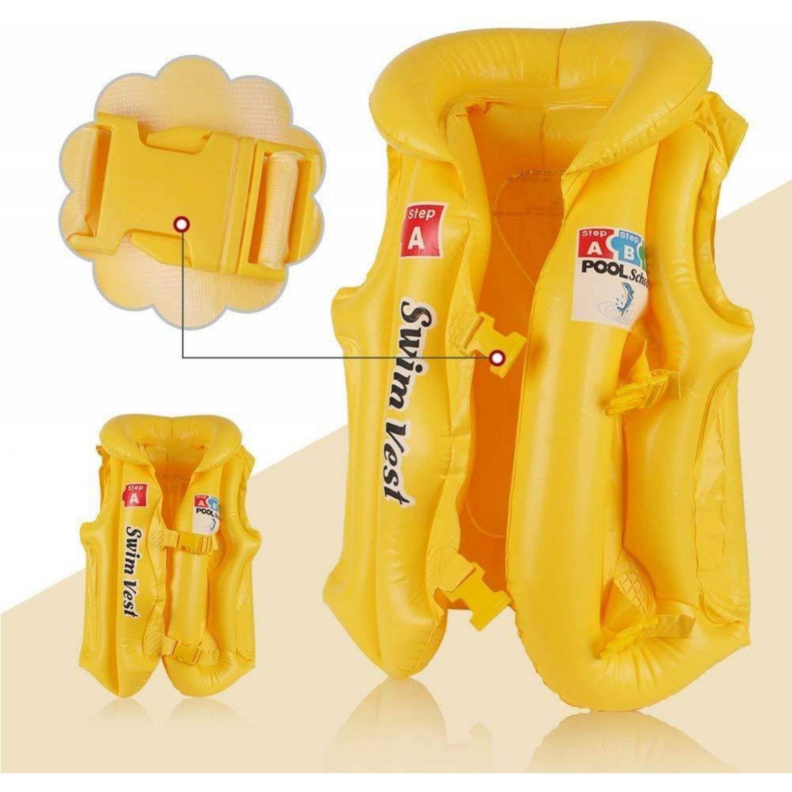 Chaleco Salvavidas Inflable Infantil Flotador Niños Alberca 40x36cm  - Amarillo