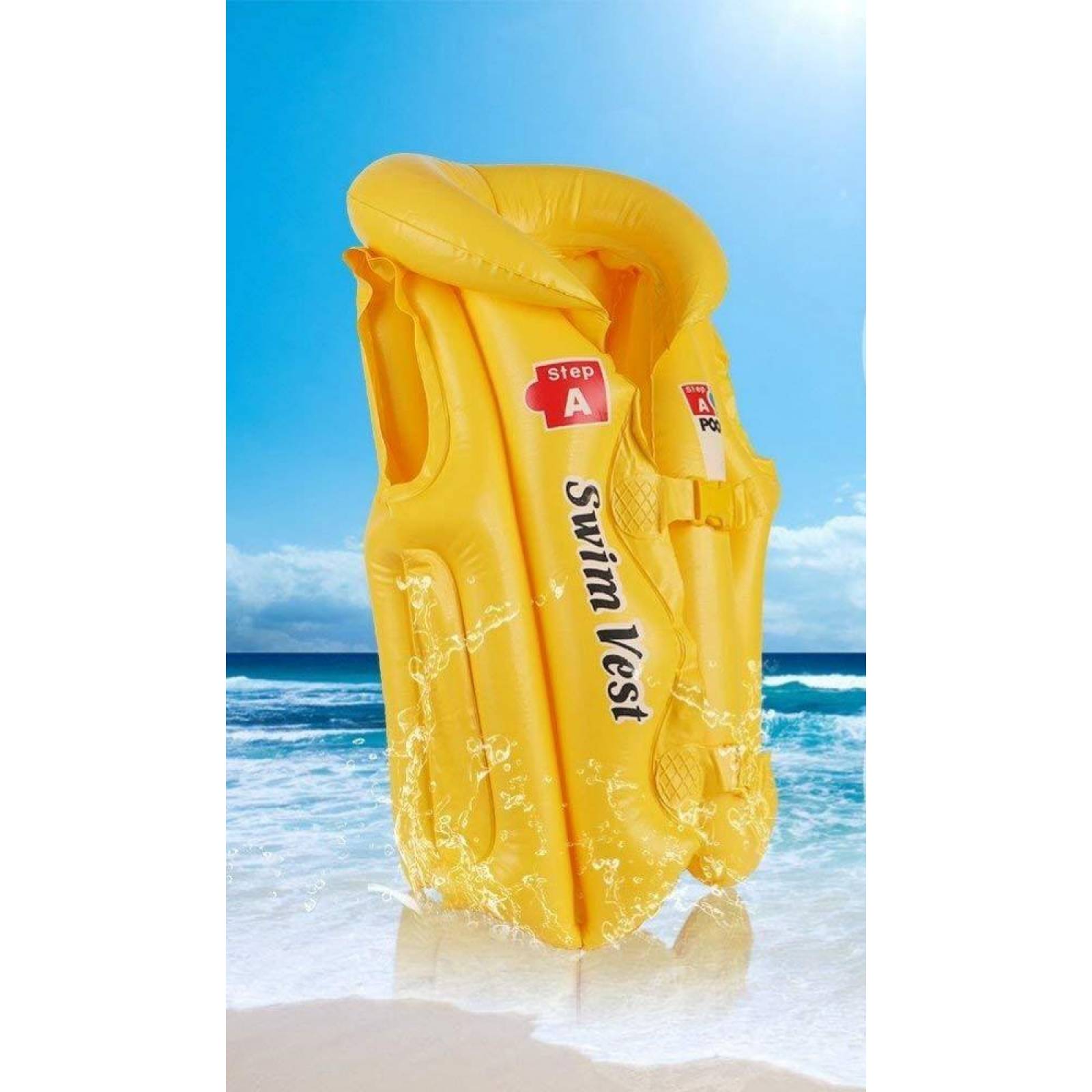 Chaleco Salvavidas Inflable Infantil Flotador Niños Alberca 40x36cm  - Amarillo