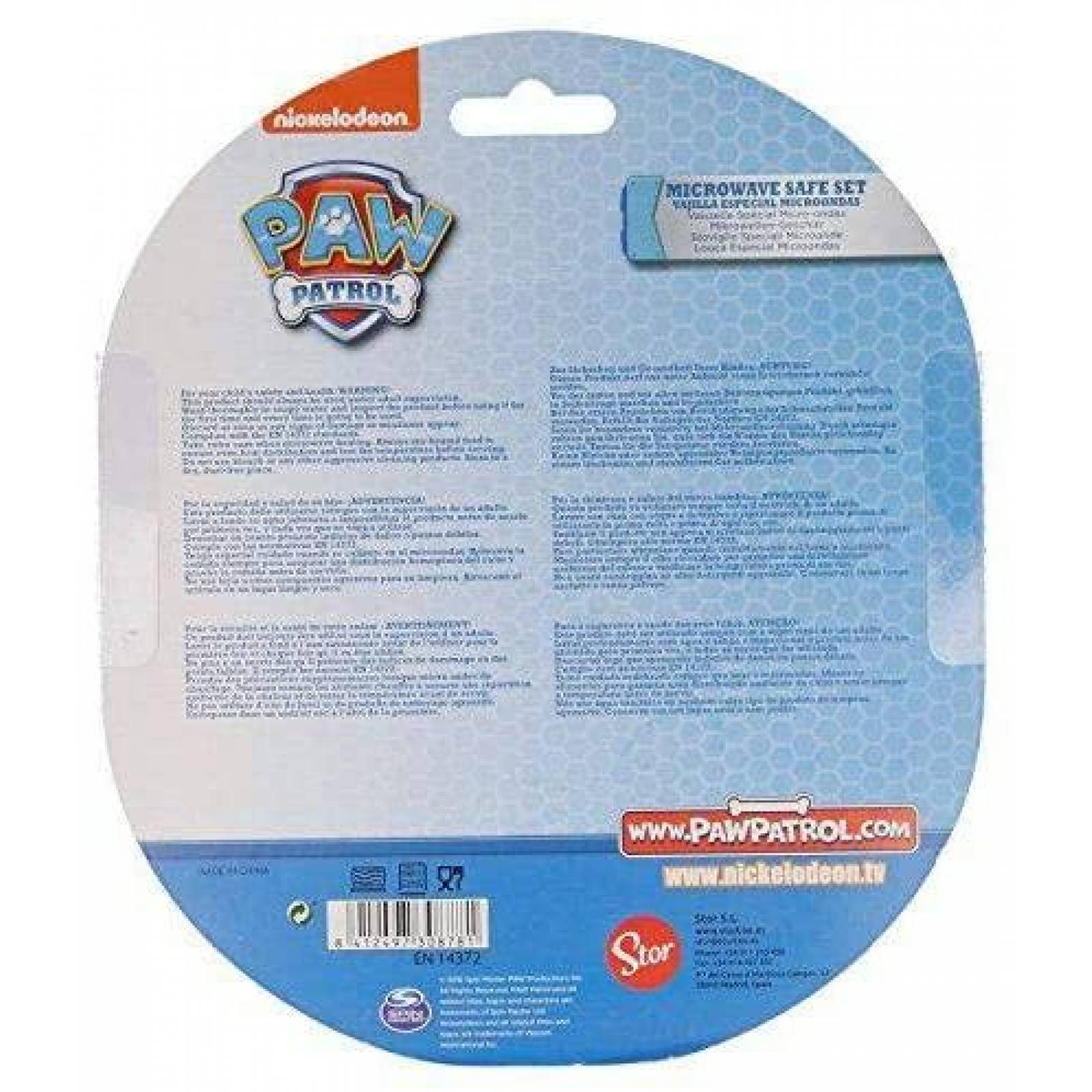 2 pz Microondas Plato Cuenco Cuchara Paw Patrol  - Azul