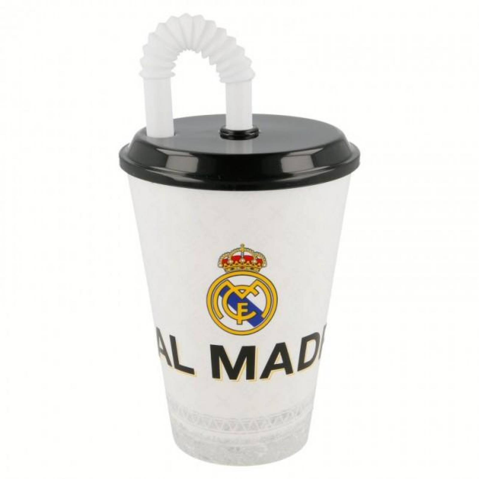 Vaso con Popote de 430 ml Futbol Real Madrid  - Blanco