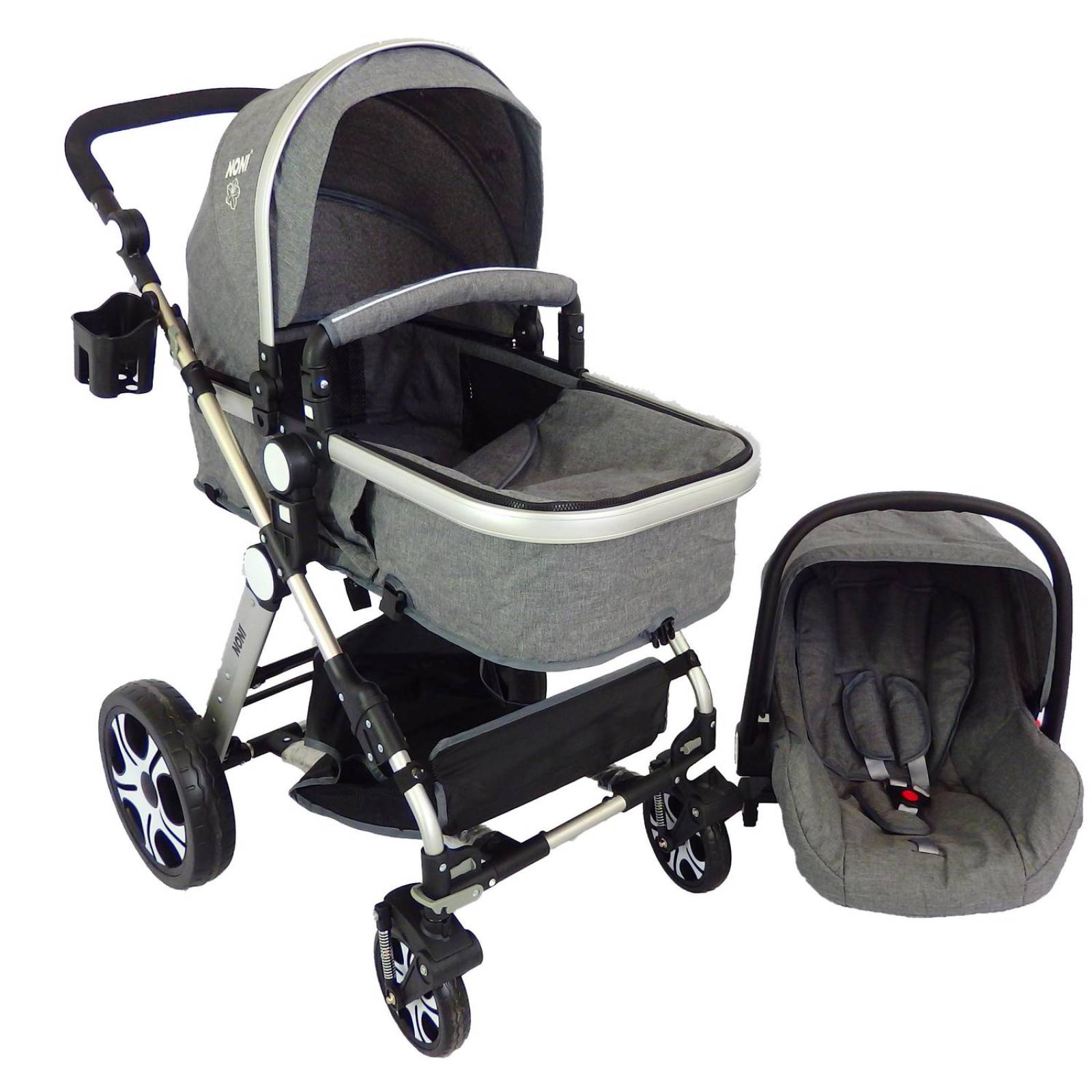 Carriola 3 en 1 Sistema de Viaje Noni Portabebe Bambineto  - Gris