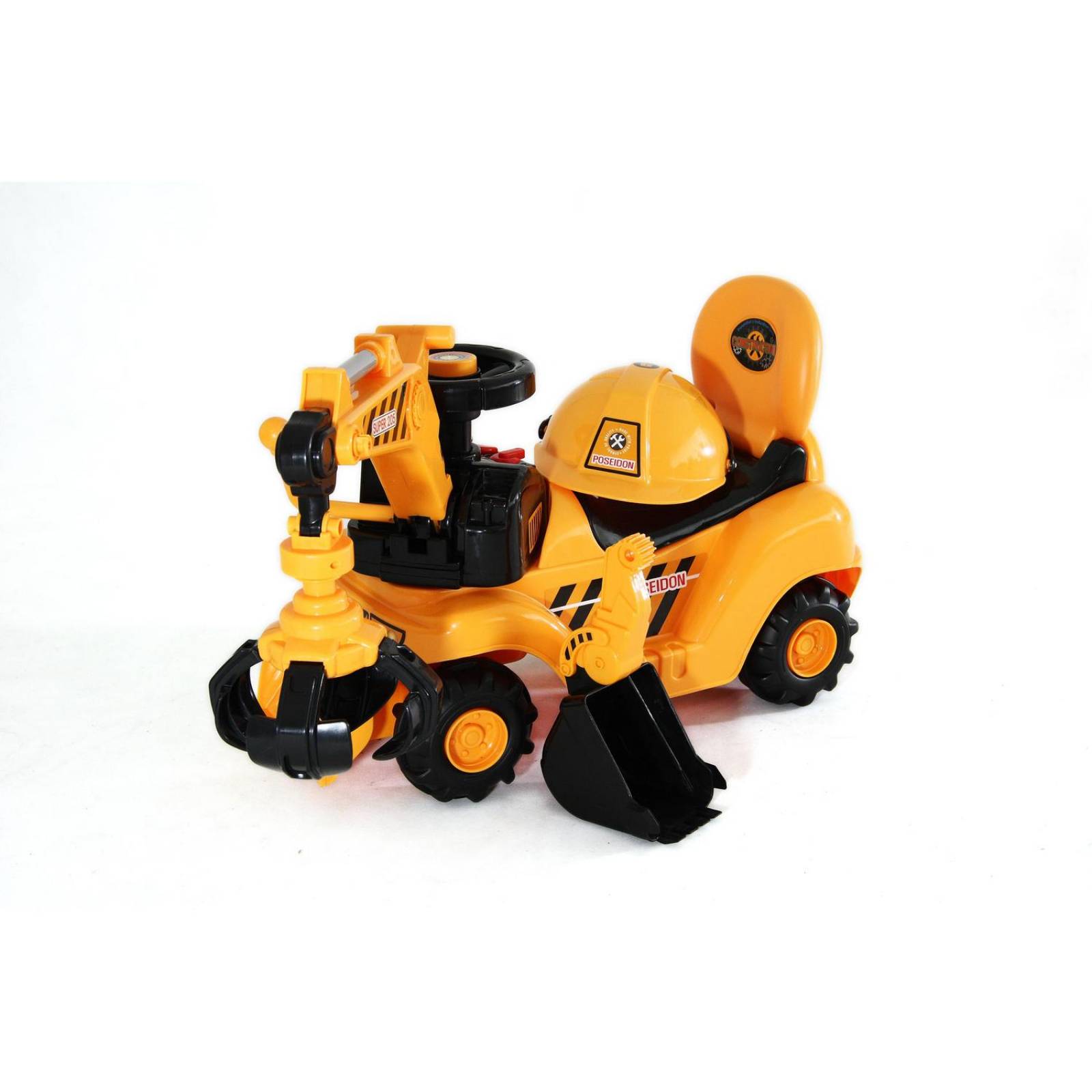 Montable Correpasillos Excavadora con Accesorios  - Amarillo