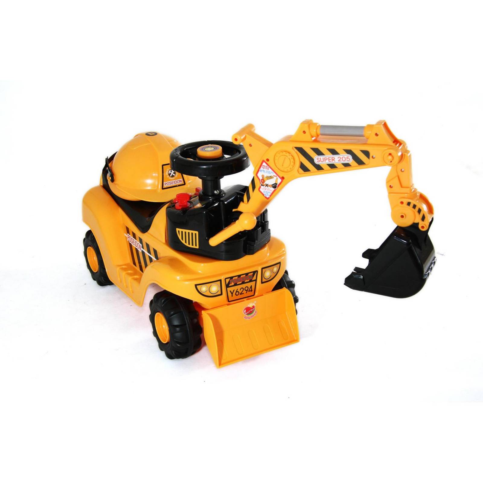 Montable Correpasillos Excavadora con Accesorios  - Amarillo