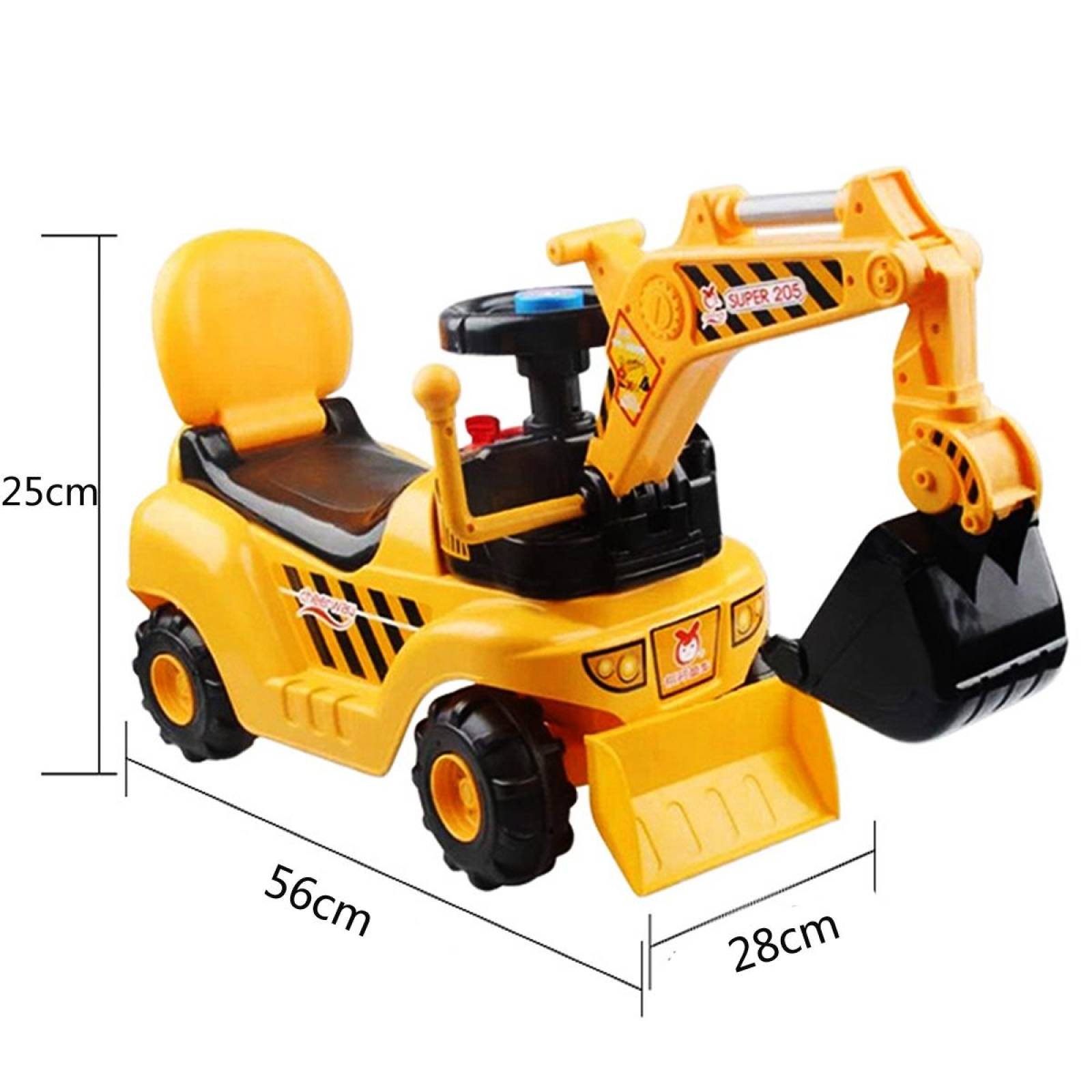 Montable Correpasillos Excavadora con Accesorios  - Amarillo