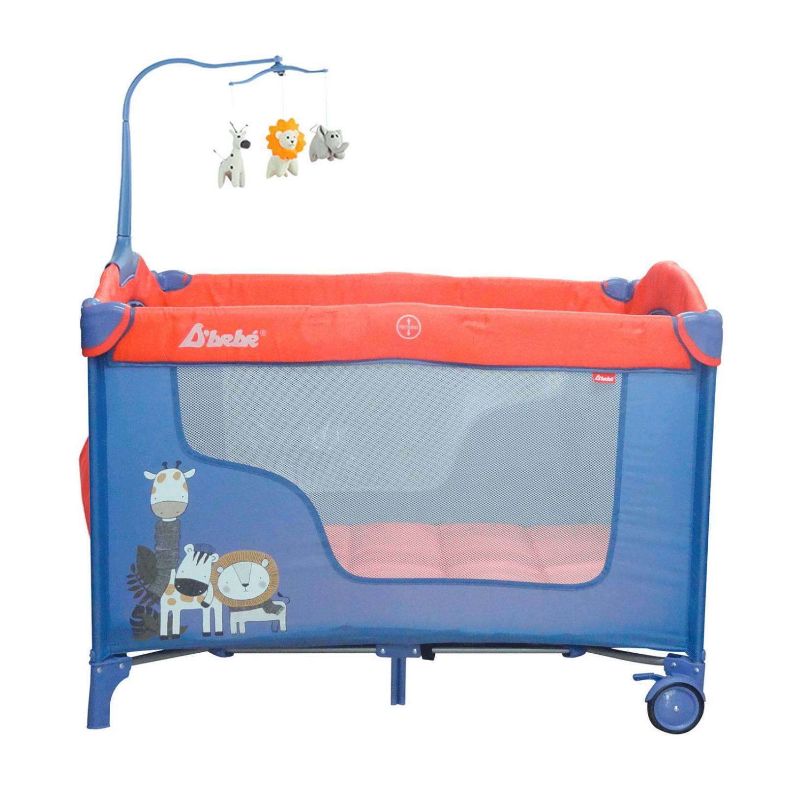 Corral para Bebe con Cambiador D'Bebe con Movil,Altura Ajustable  - Azul