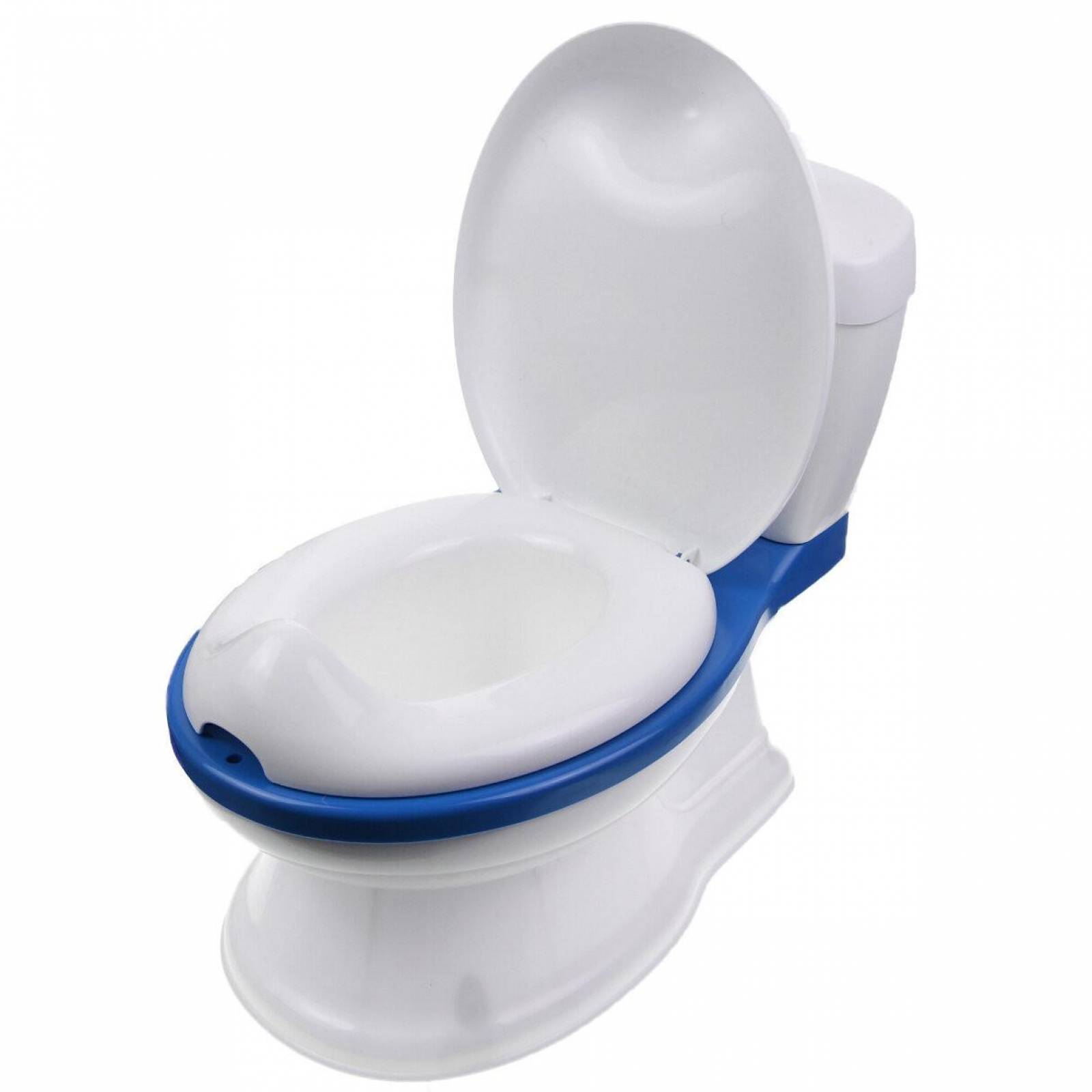 Bañito Baño Entrenador Asiento Tapa Recipiente y Sonido  - Azul