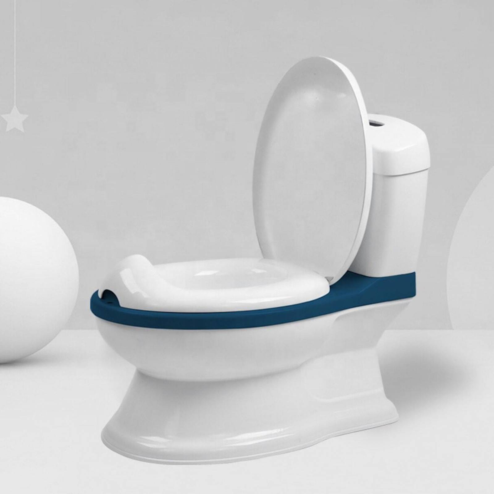 Bañito Baño Entrenador Asiento Tapa Recipiente y Sonido  - Azul
