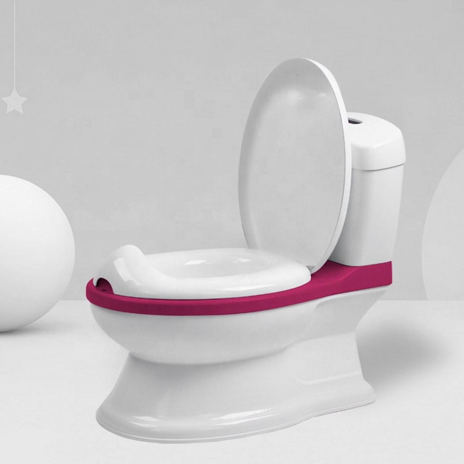 Bañito Baño Entrenador Asiento Tapa Recipiente y Sonido - Rosa