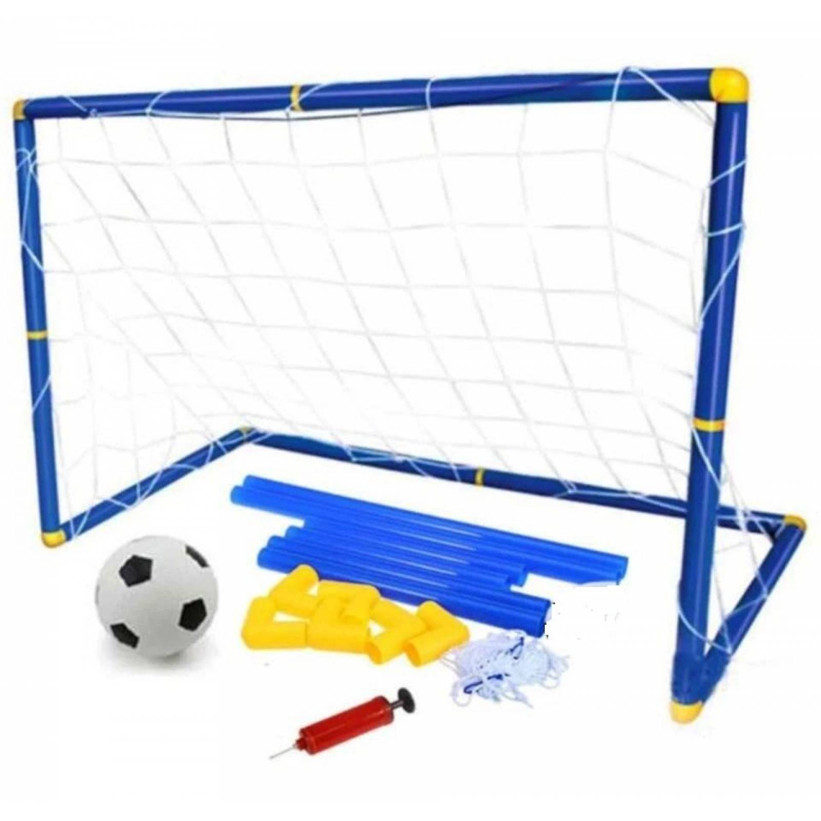 Portería Futbol Infantil Niños 1pza Balón Red Bomba Azul