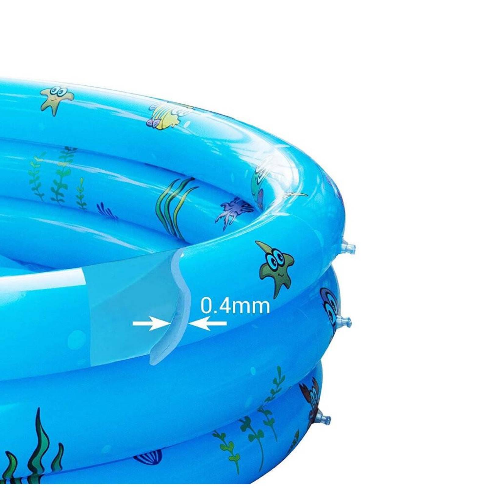 Alberca Inflable Infantil Piscina Niños Peces 3 aros 100 cm  - Azul
