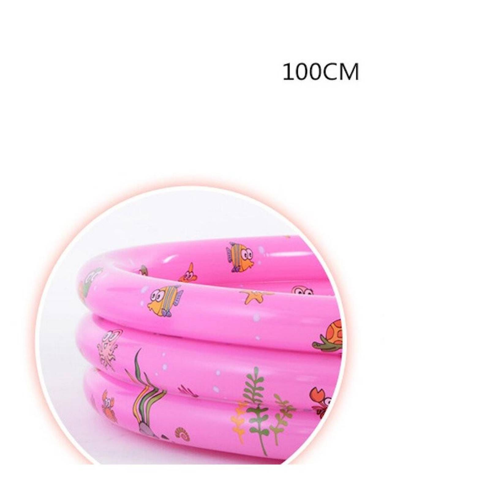 Alberca Inflable Infantil Piscina Niños Peces 3 aros 100 cm  - Azul