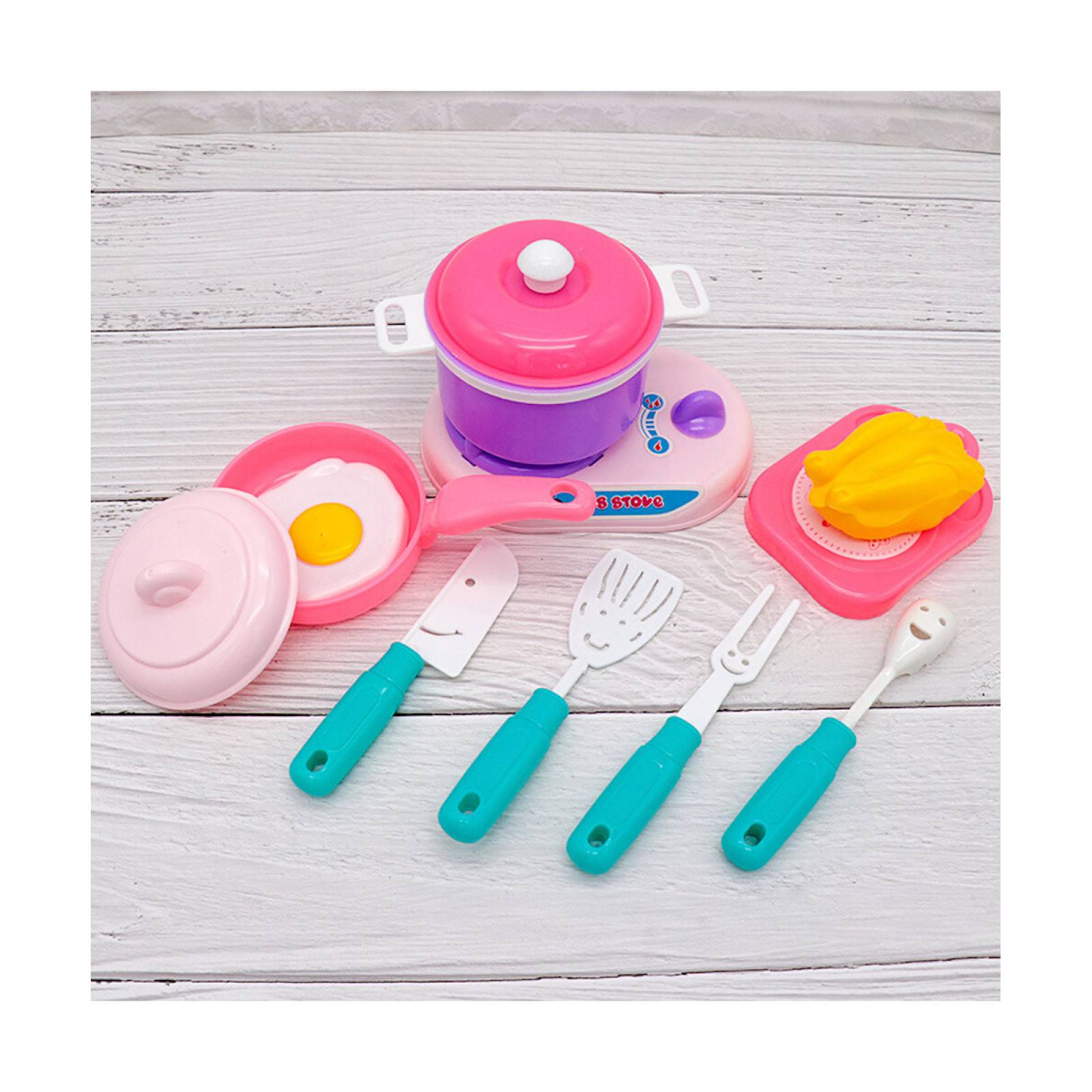 Set Juguete De Cocina Infantil Licuadora Parrilla Utensilios  - Blanco