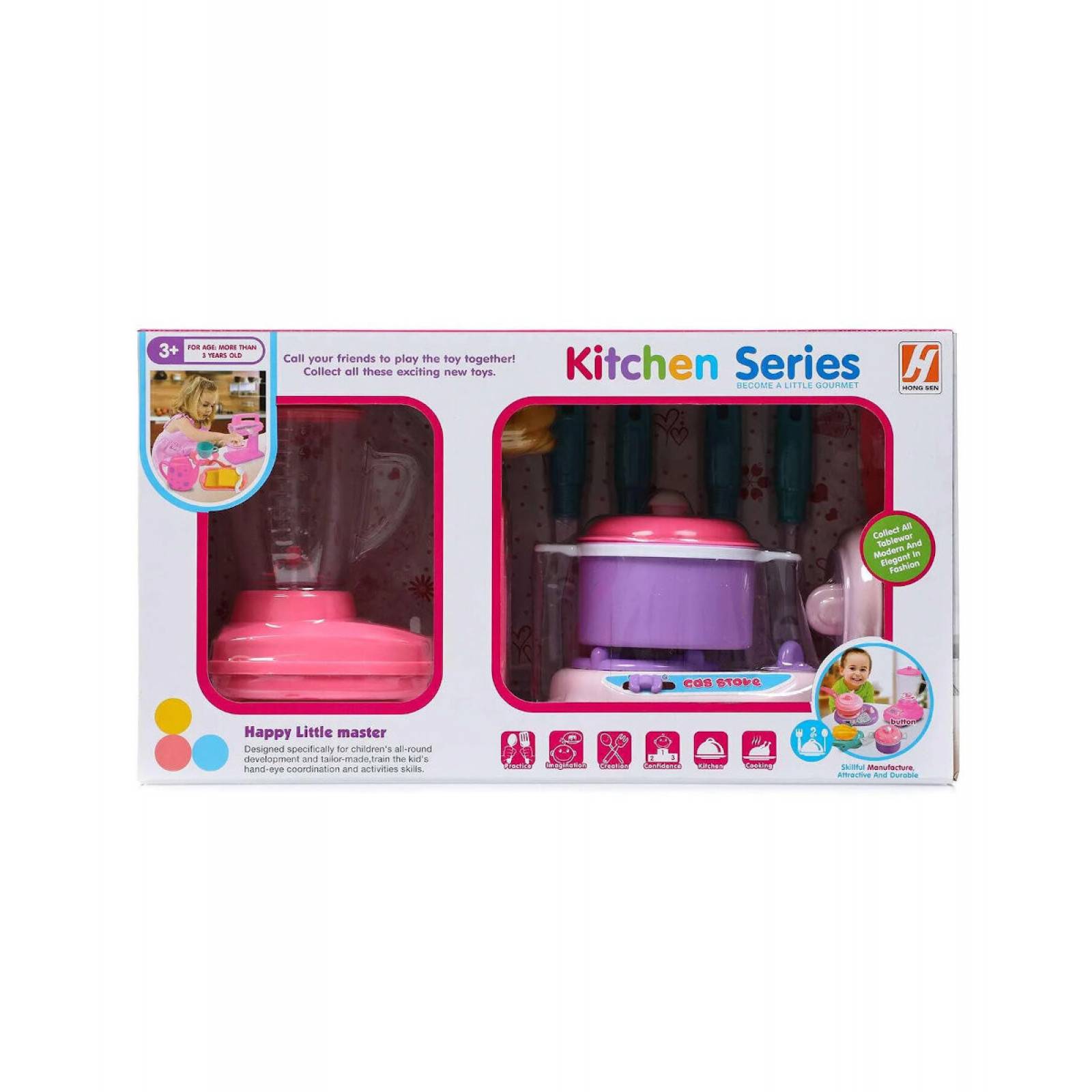 Set Juguete De Cocina Infantil Licuadora Parrilla Utensilios  - Blanco