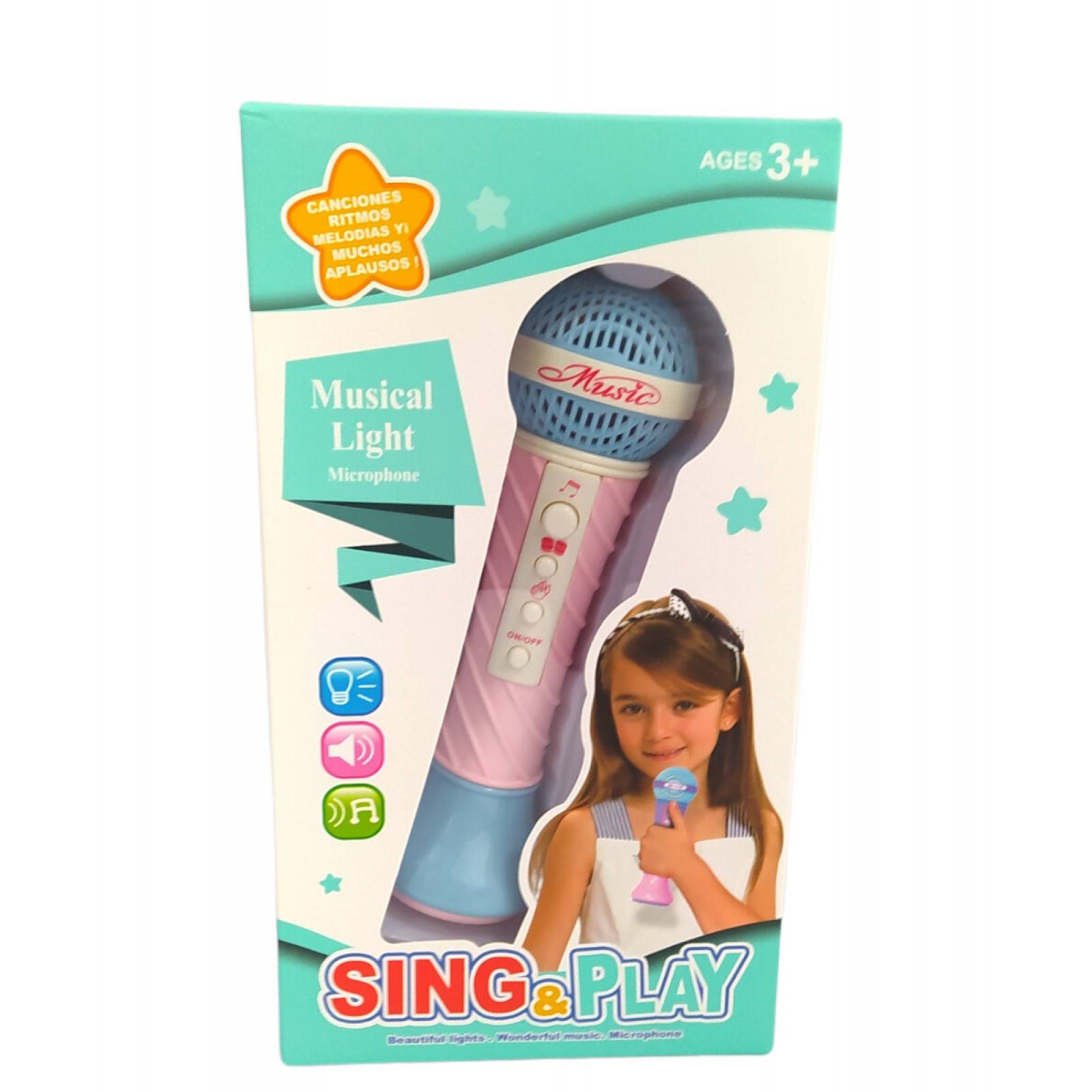 Micrófono Musical Infantil Portatil de Juguete con Luz  - Rosa