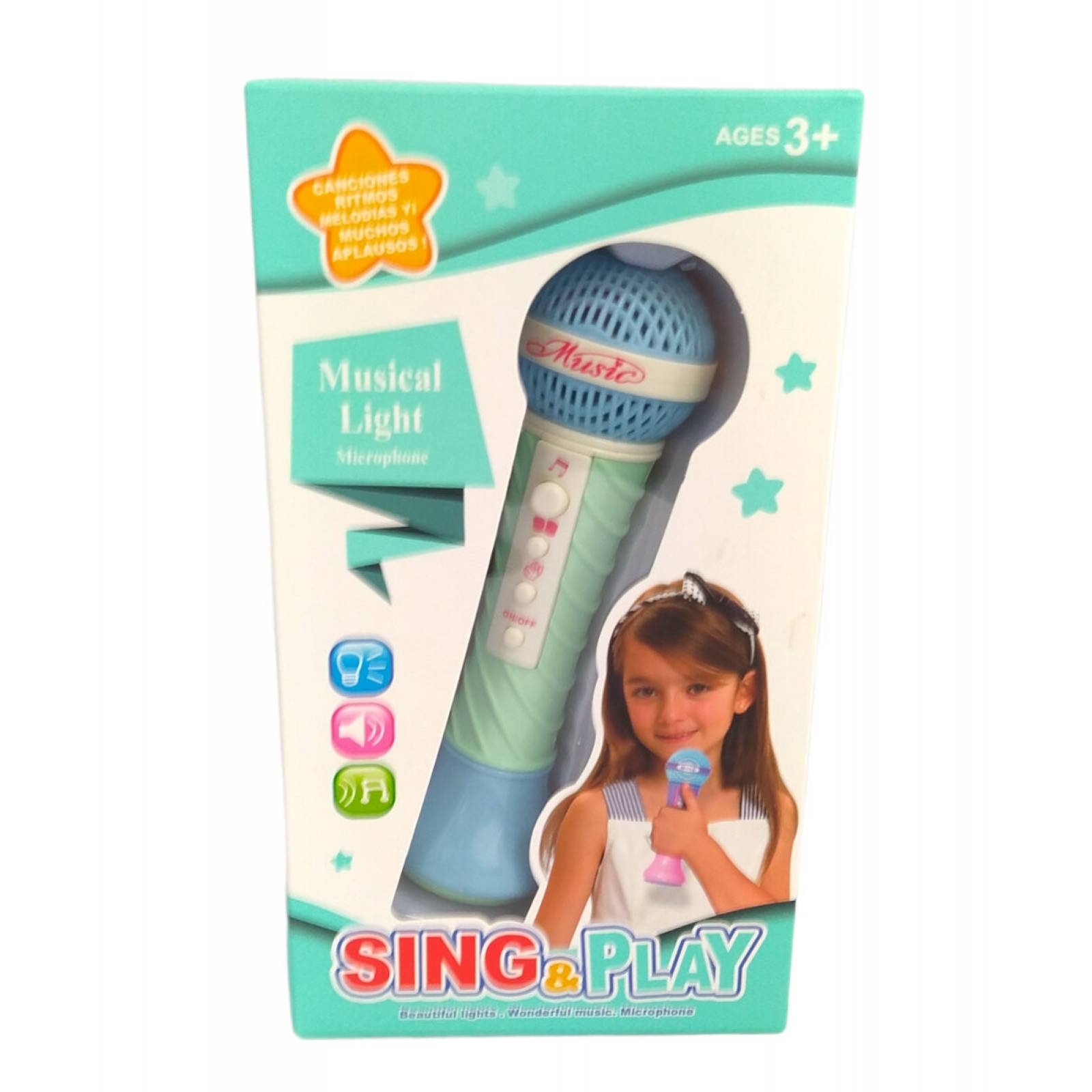 Micrófono Musical Infantil Portatil de Juguete con Luz - Verde