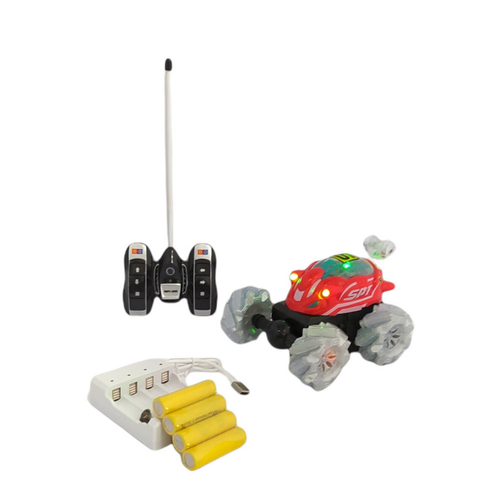 Carro Control Remoto Acrobacias Stunts 40MHz Luz 360 - Rojo