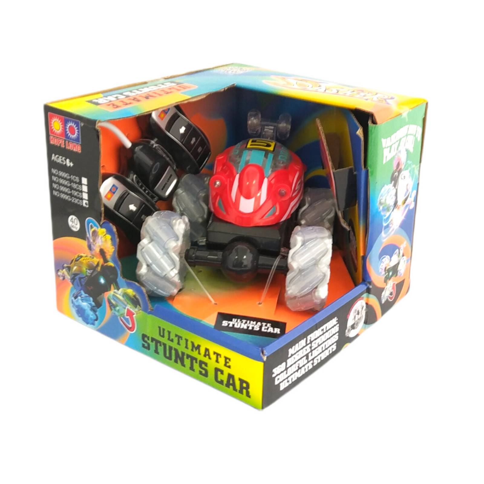 Carro Control Remoto Acrobacias Stunts 40MHz Luz 360 - Rojo