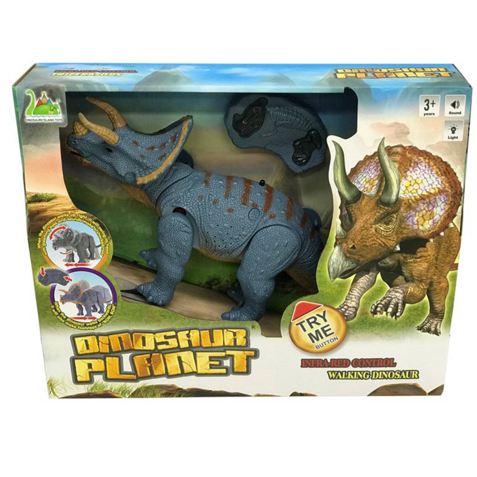 Dinosaurio de Juguete a Control Remoto con Sonido y Luz  - Azul.