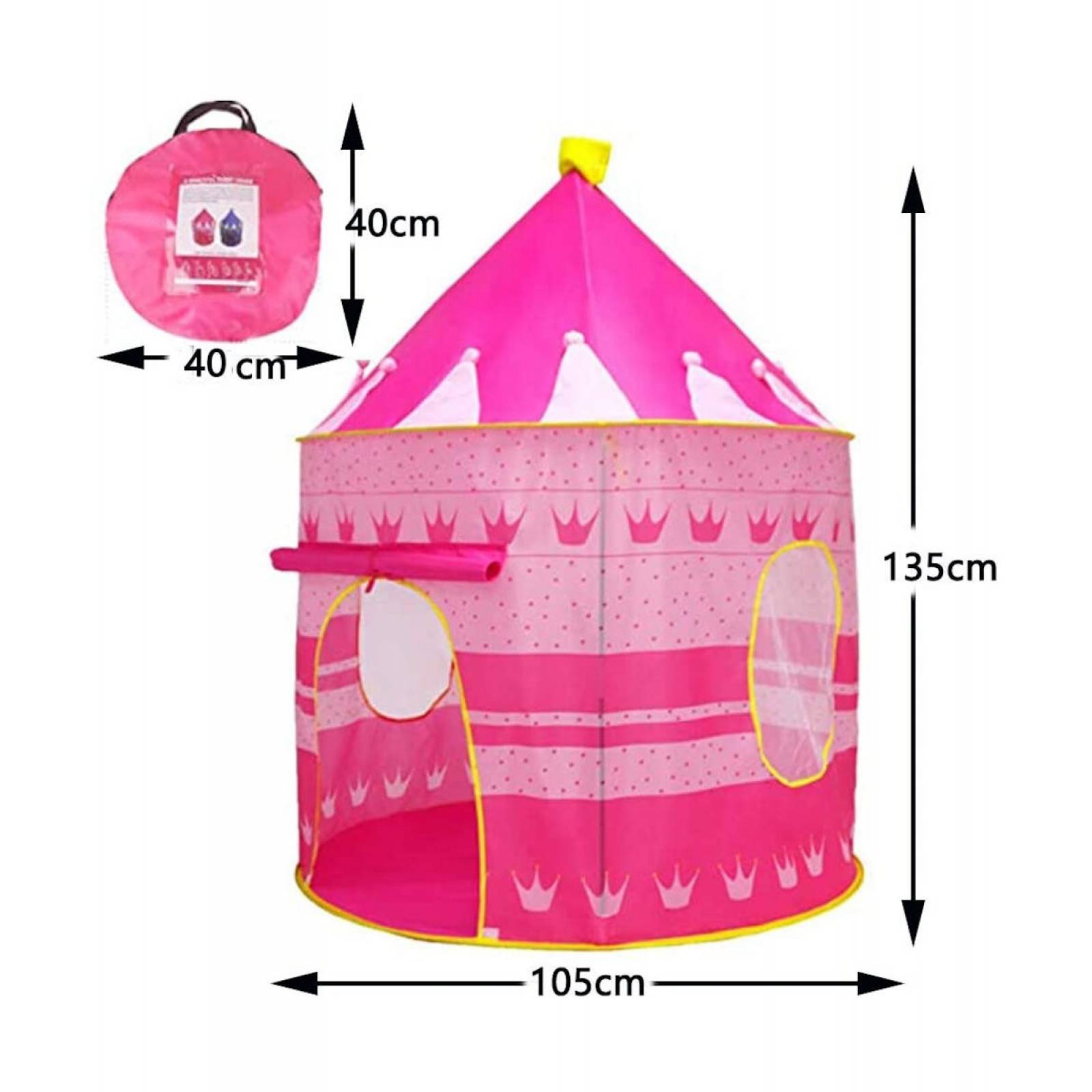 Tienda de Campaña Infantil Diseño Castillo 135x105x105 Plegable  - Rosa