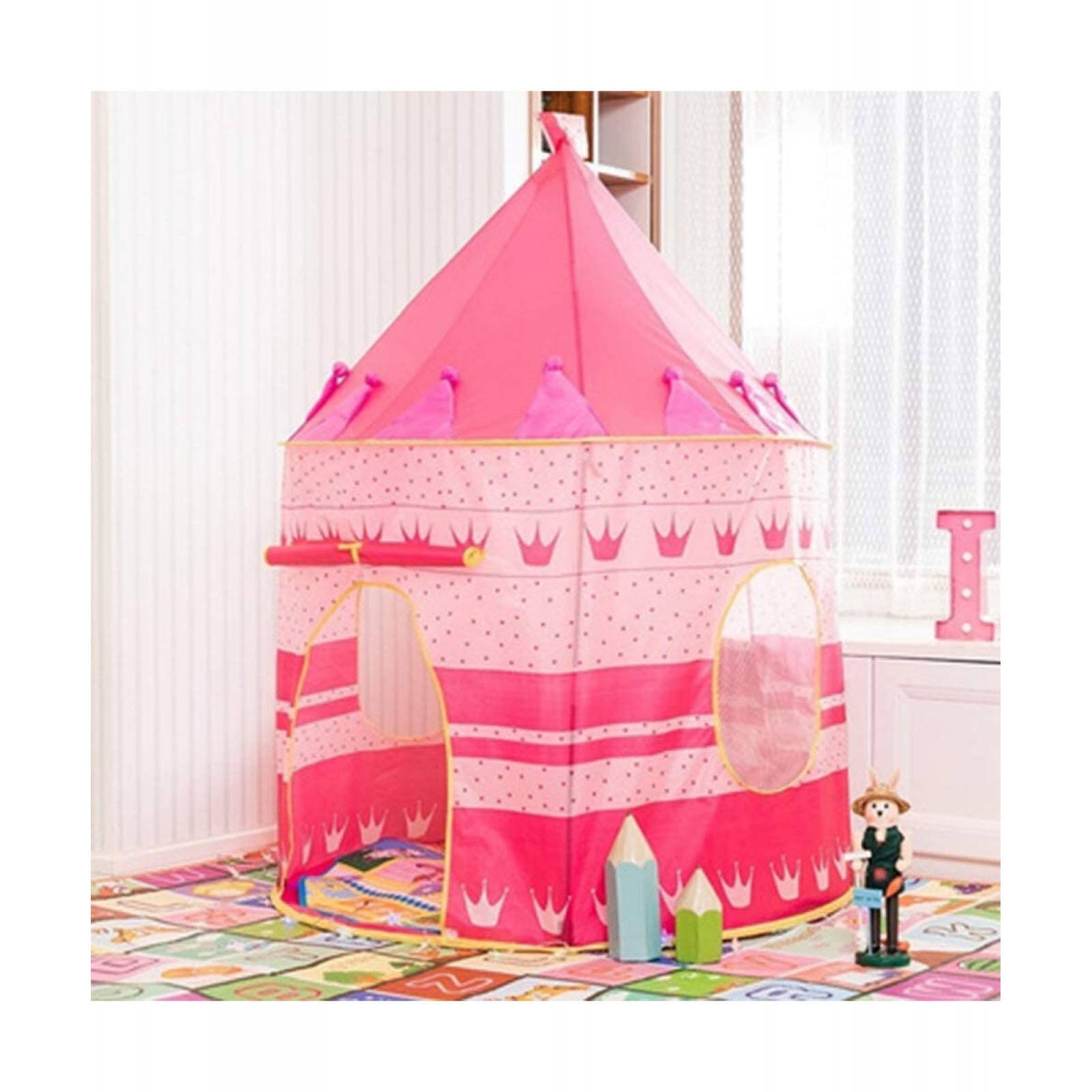 Tienda de Campaña Infantil Diseño Castillo 135x105x105 Plegable  - Rosa