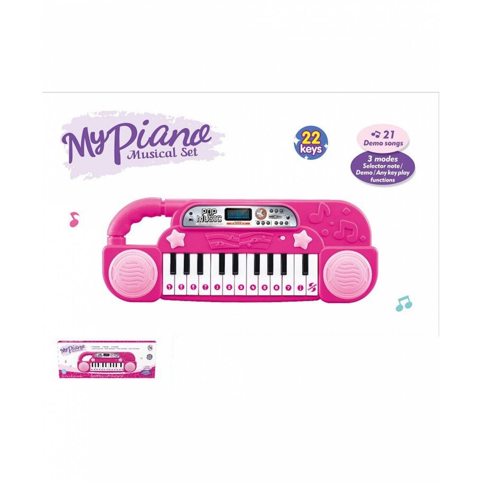 Piano Infantil Eléctrico de Juguete 22 Teclas 21 Sonidos Demo  - Rosa