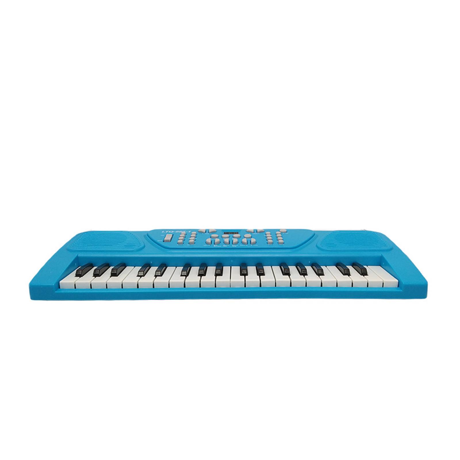 Piano Infantil de Juguete 37 Teclas Multifuncion Micrófono USB - Azul