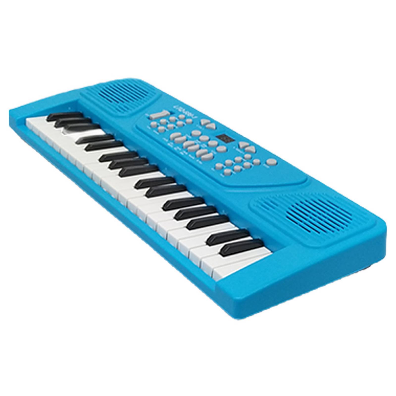 Piano Infantil de Juguete 37 Teclas Multifuncion Micrófono USB - Azul