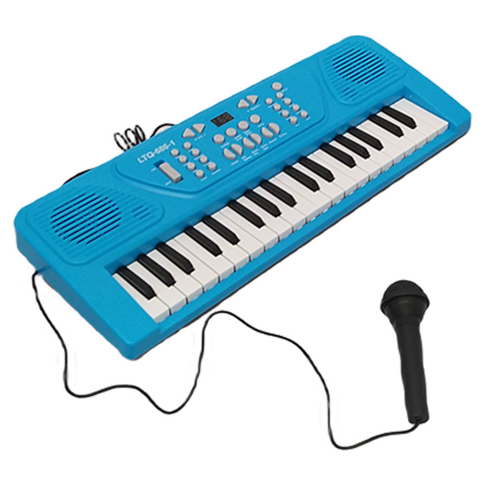 Piano Infantil de Juguete 37 Teclas Multifuncion Micrófono USB - Azul