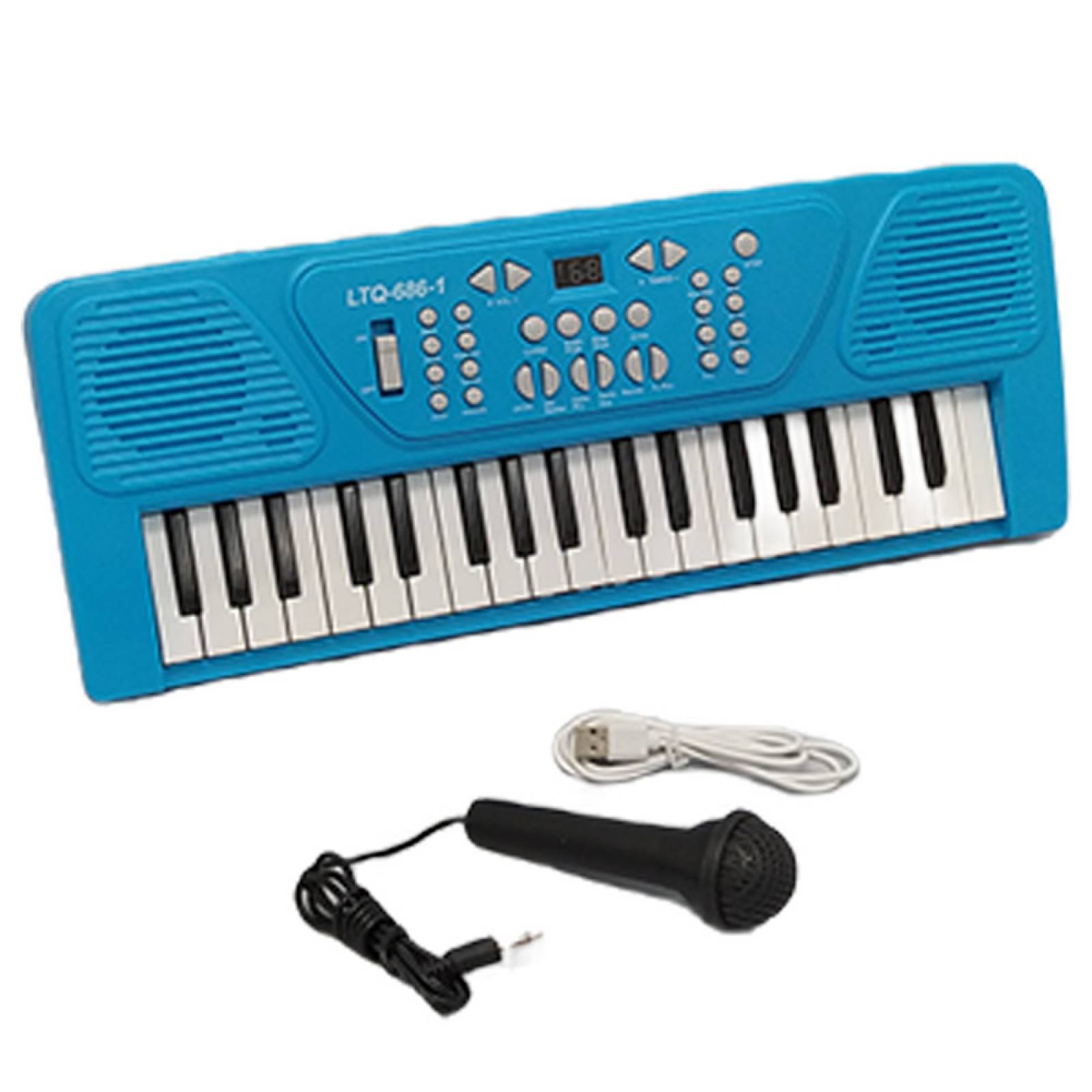 Piano Infantil de Juguete 37 Teclas Multifuncion Micrófono USB - Azul