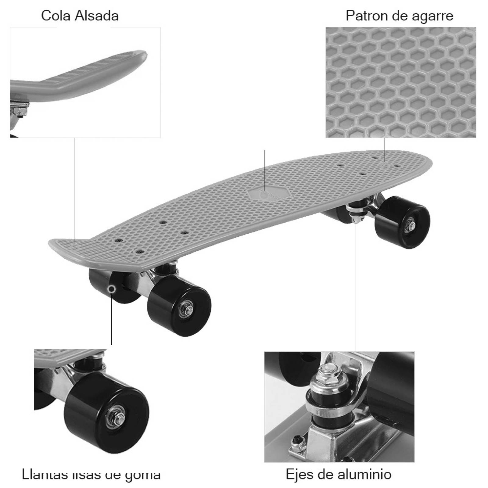 Patineta Skate Llantas Led Luz Aluminio 55 cm x 15cm  - Amarillo