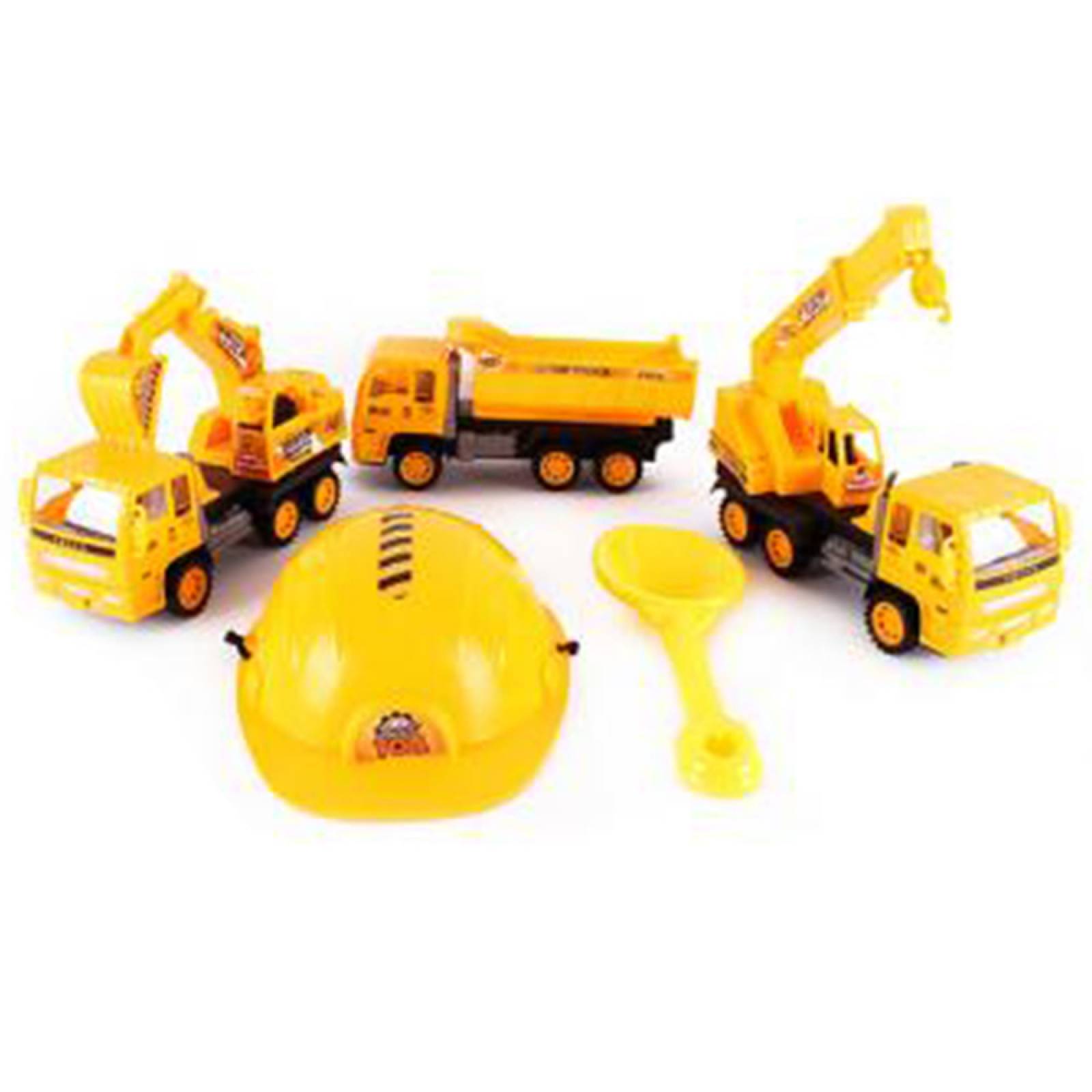 Set Camiones de Construcción Juguete con Pala y Casco  - Amarillo