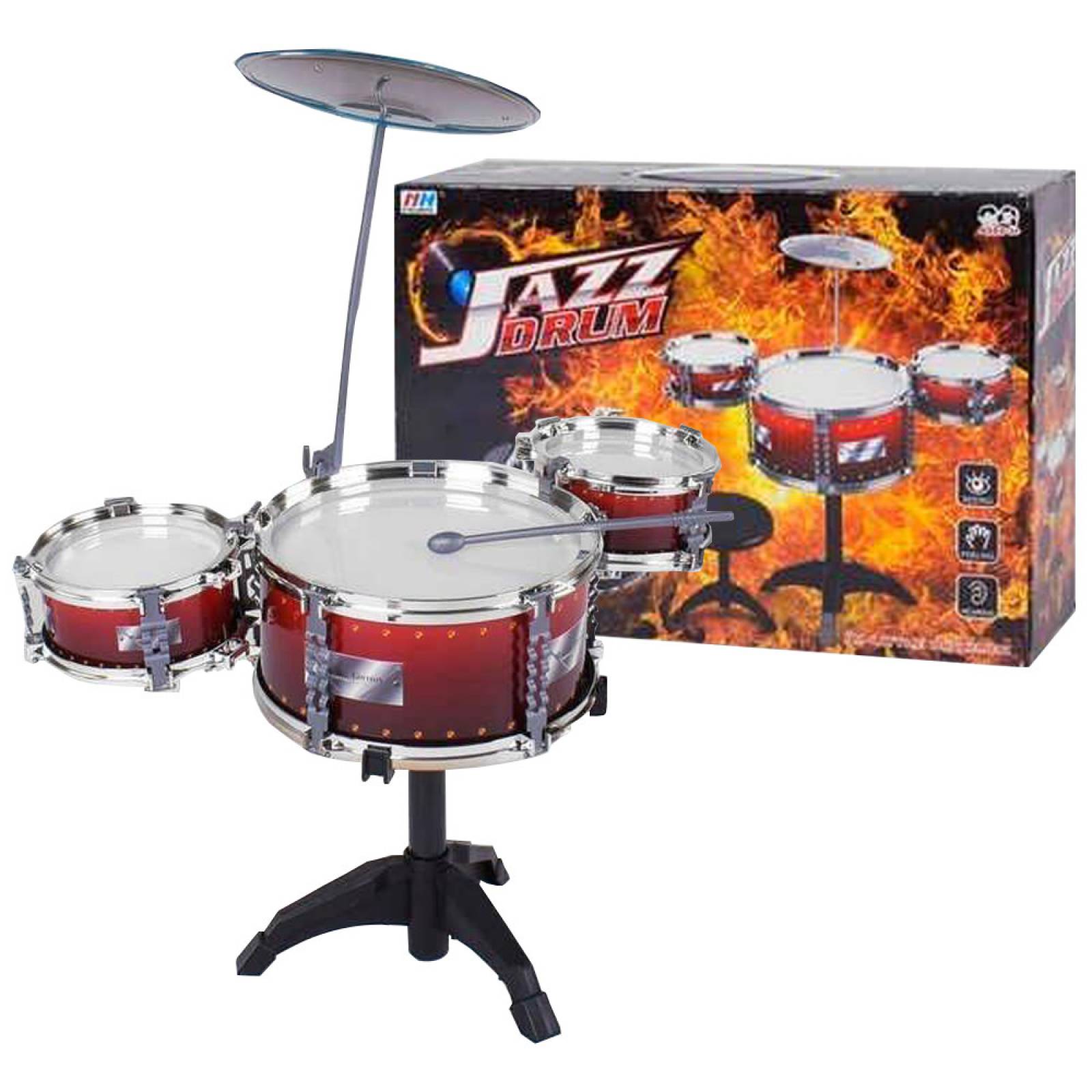 Batería Musical Niños 10 piezas Jazz Drum con Banquillo  - Rojo