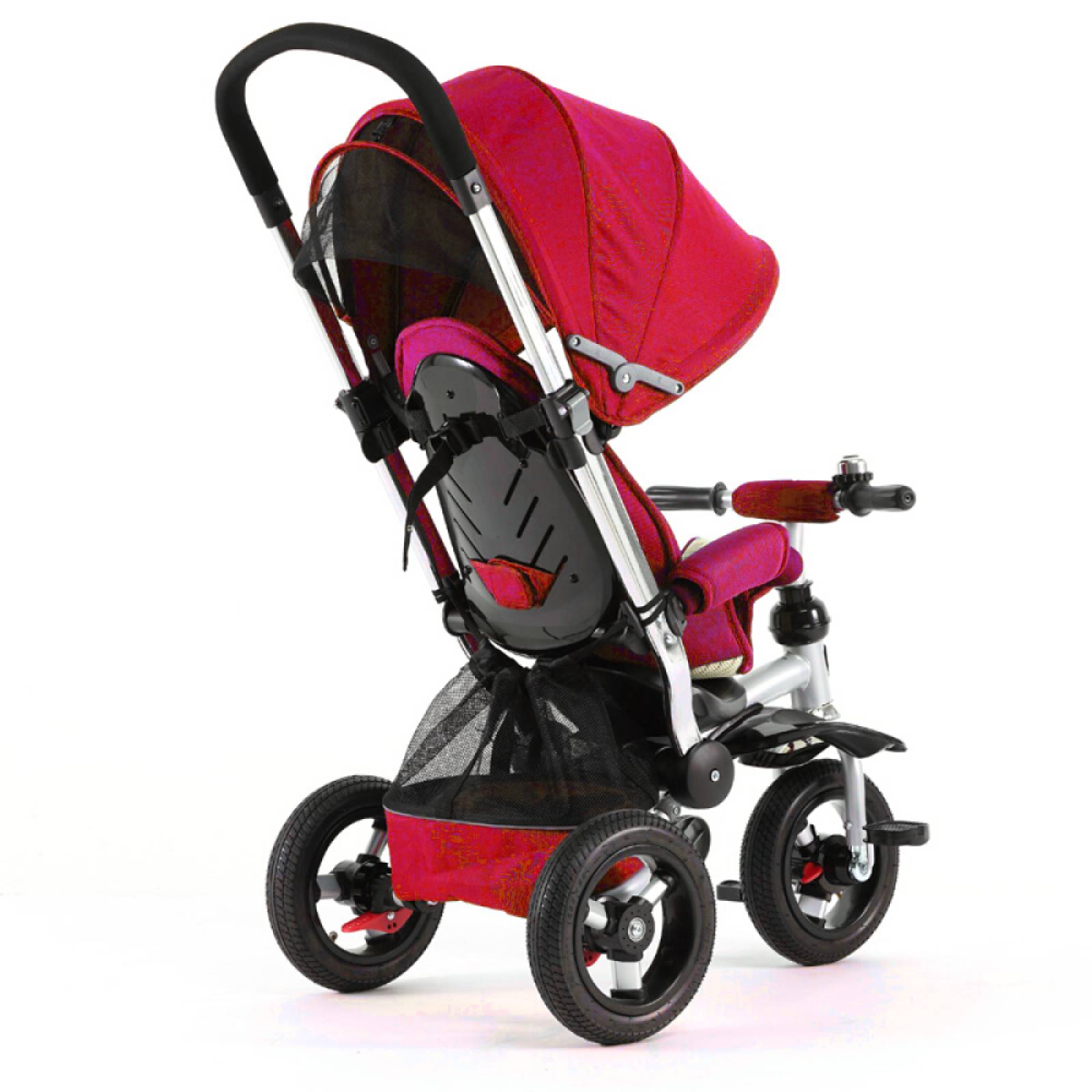 Triciclo para Bebe de lujo Llantas de Goma tipo carriola de 6-5 años - Rojo