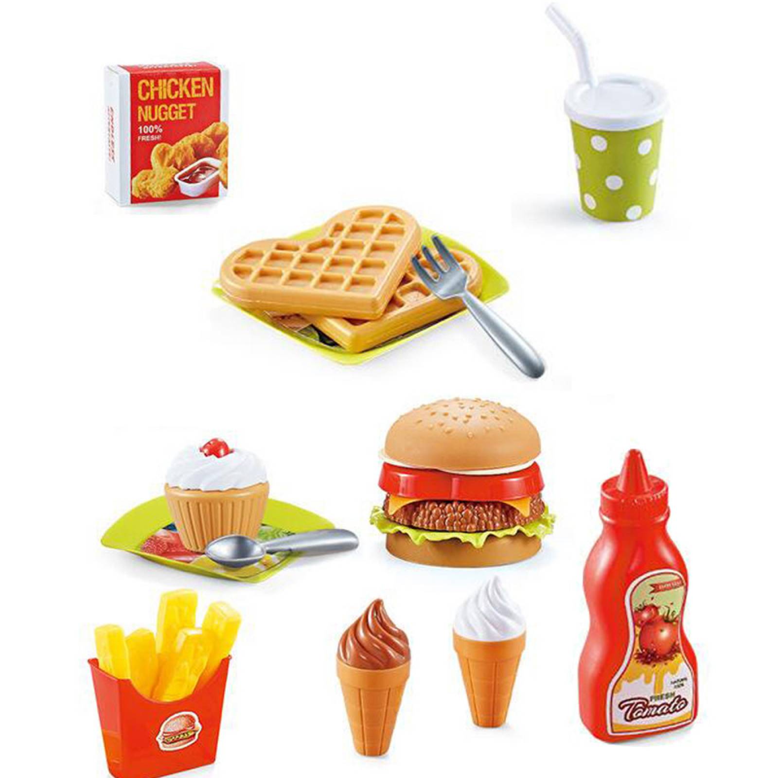 Set Infantil  Juego de Cocina Comida Rápida Armable  - Multicolor