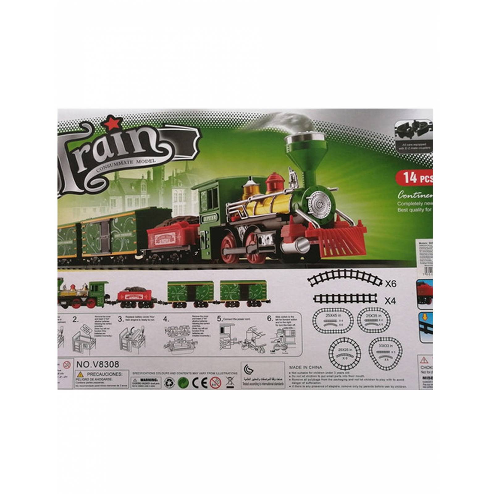 Tren de Juguete de Carga con Humo y Sonidos Pista Armable - Multicolor