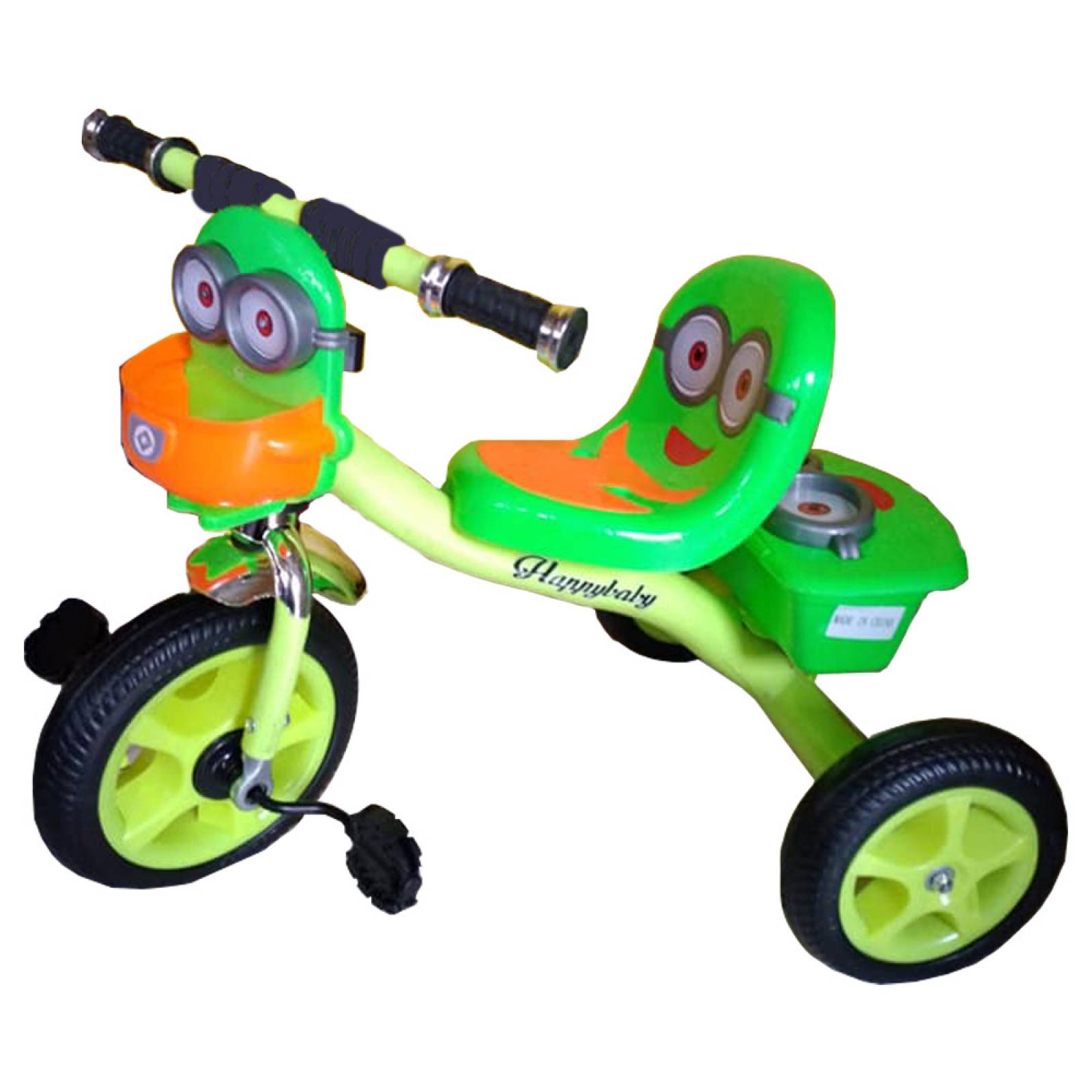 Triciclo Infantil Ajustable Caritas Llantas Goma Canasta  - Verde