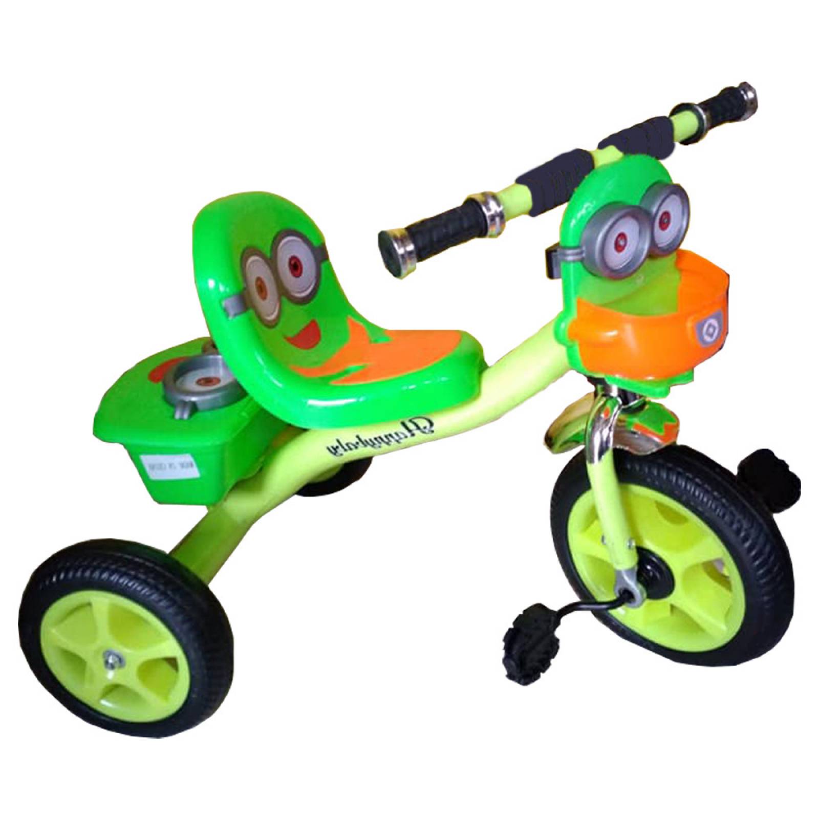 Triciclo Infantil Ajustable Caritas Llantas Goma Canasta  - Verde