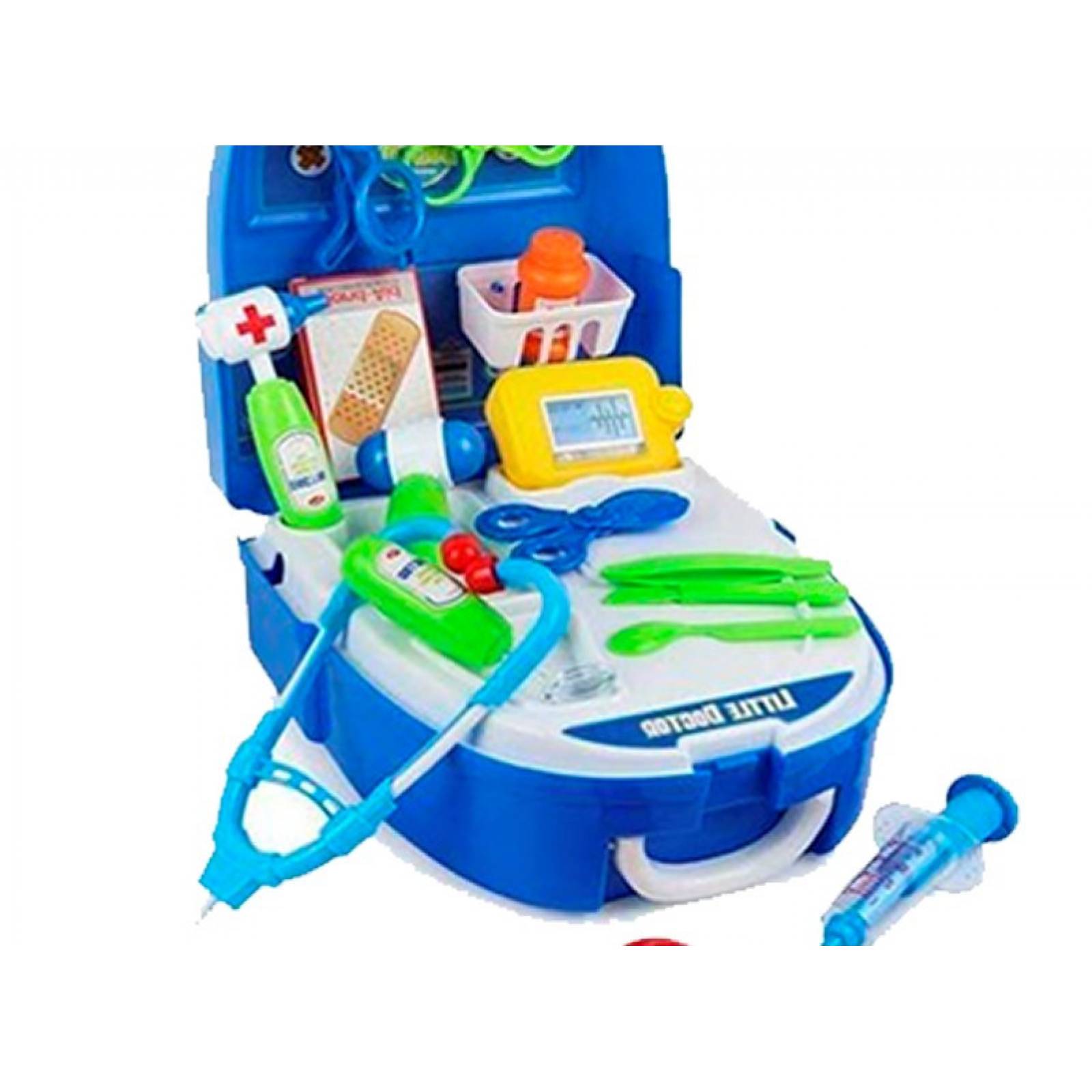 Mochila Juguete Doctor Portátil Correas 19 Accesorios  - Azul