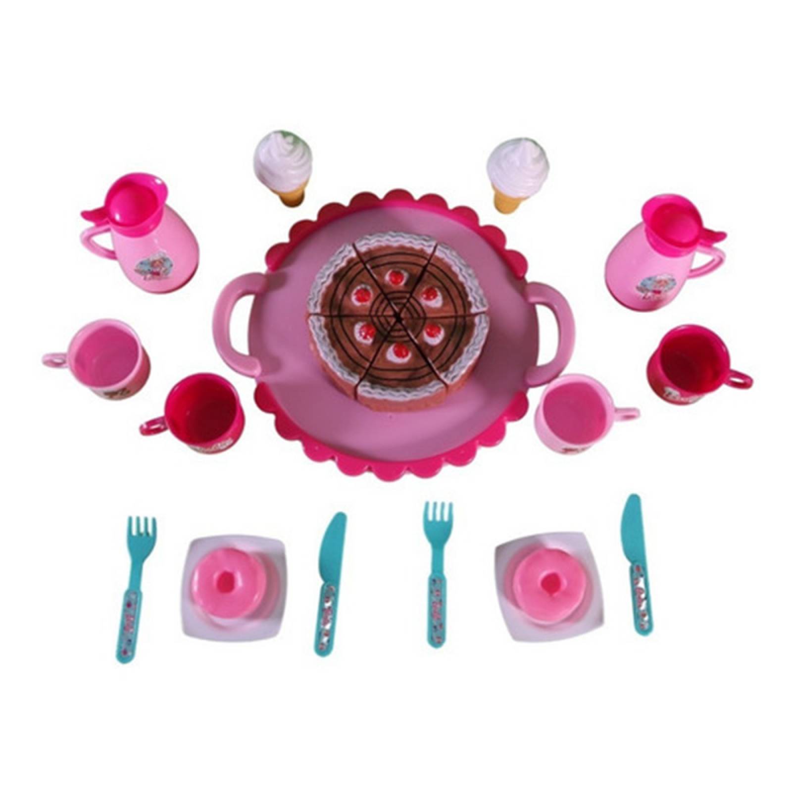 Set Juego de Té Infantil Juguete Pastel Tetera Utensilios  - Rosa
