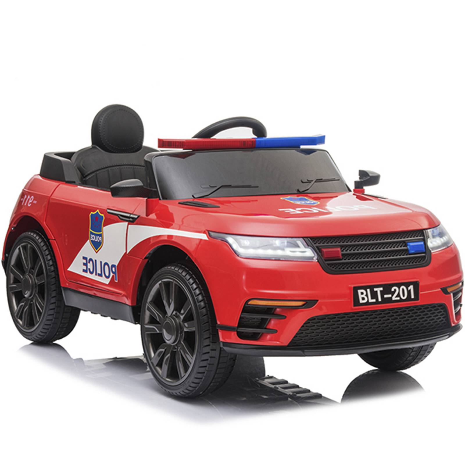 Carro Electrico Montable Policia RC 5km/h USB Luz  - Rojo